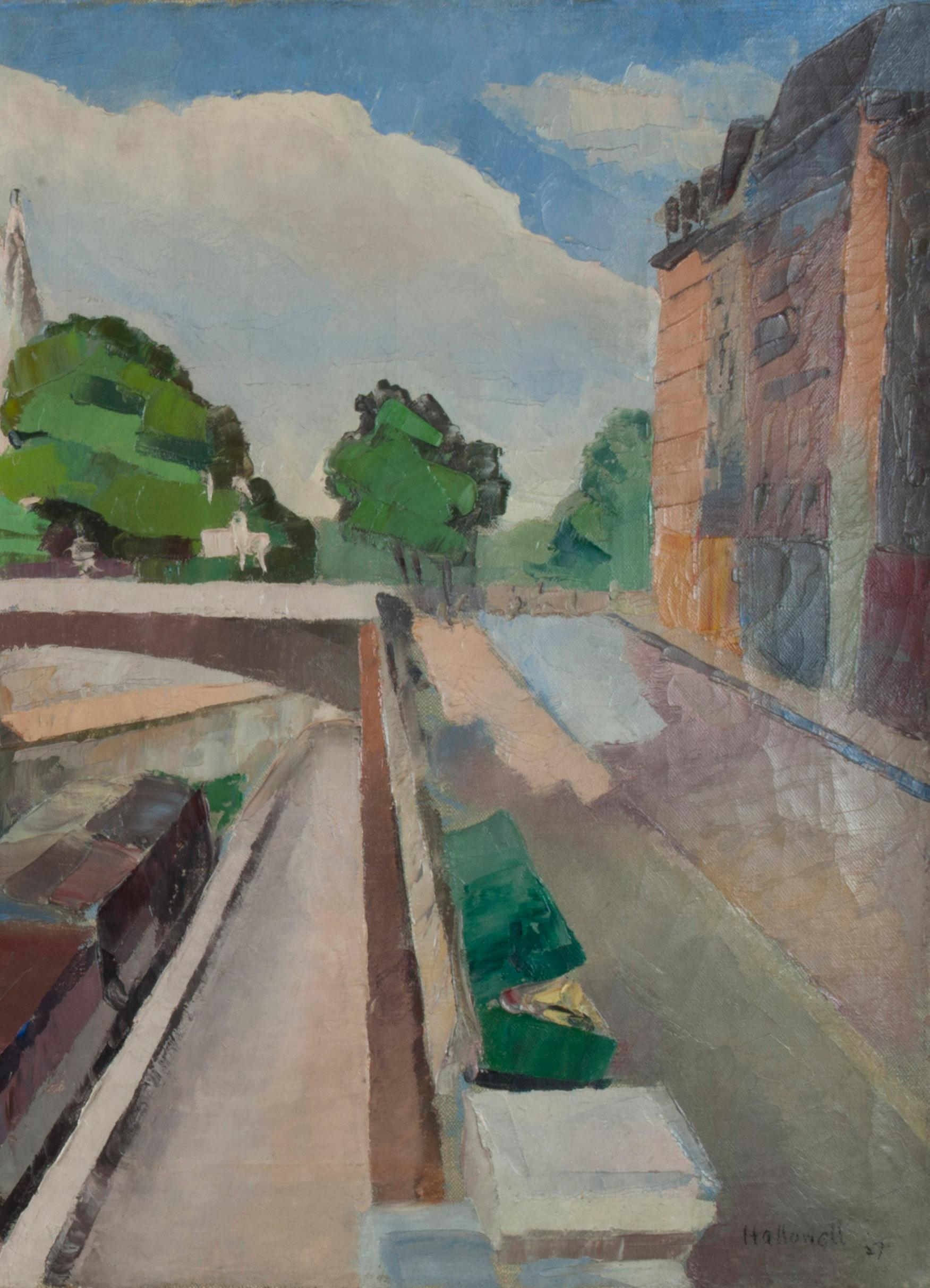 Langes Licht Notre Dame (Amerikanischer Impressionismus), Painting, von Robert Hallowell