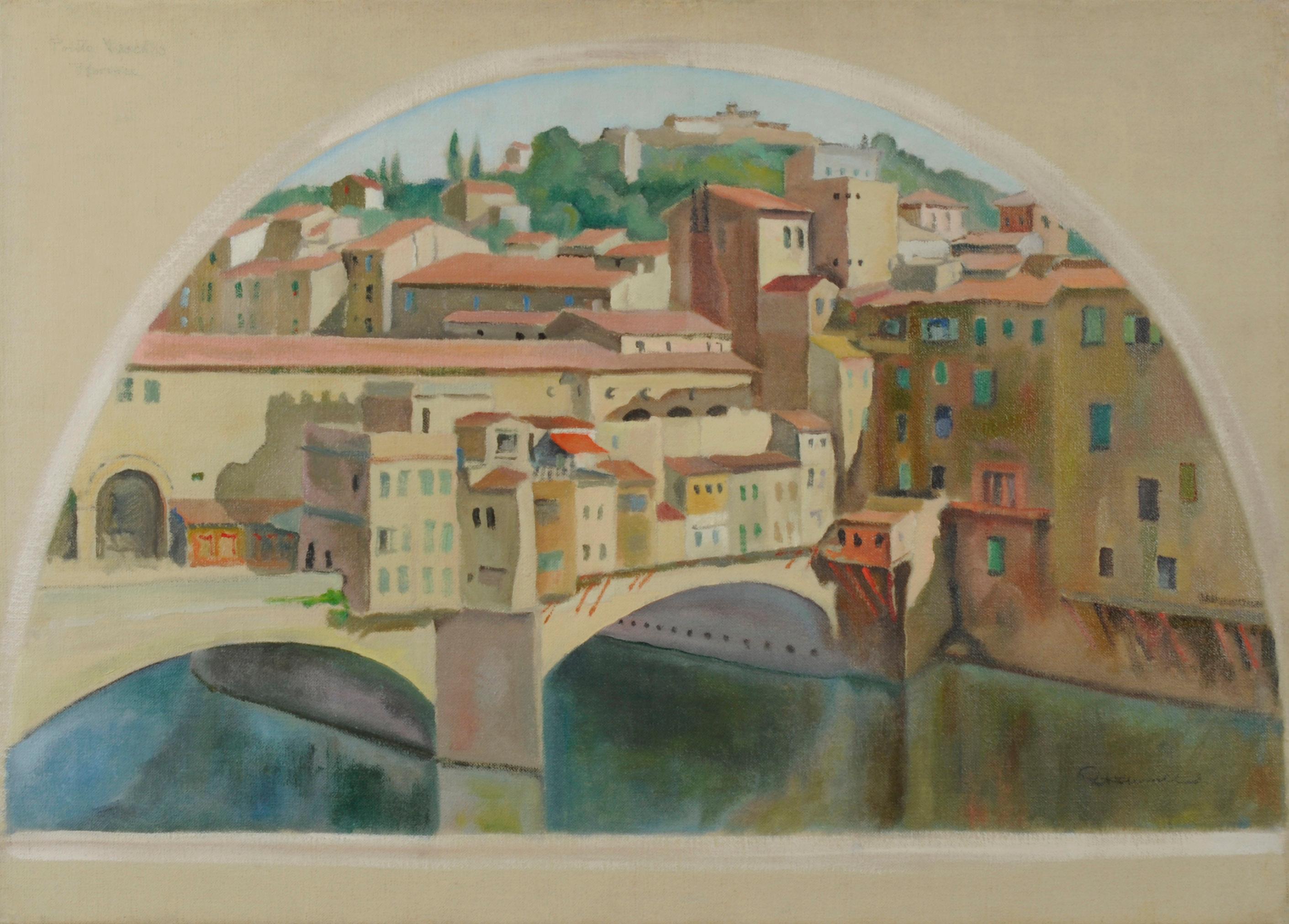 Robert Hallowell Landscape Painting – Ponte Vecchio, Florenz, Florence