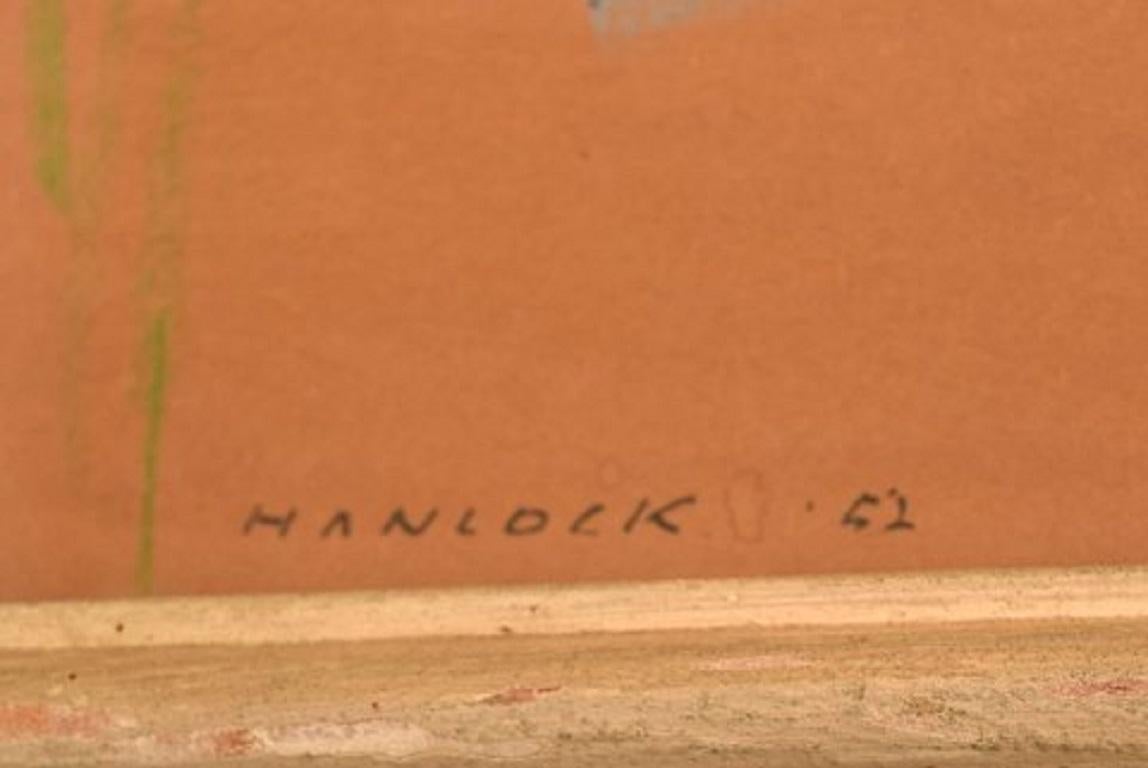 Mid-20th Century Robert Hancock, Finland, Oil Crayon on Paper, Modernist Landscape For Sale