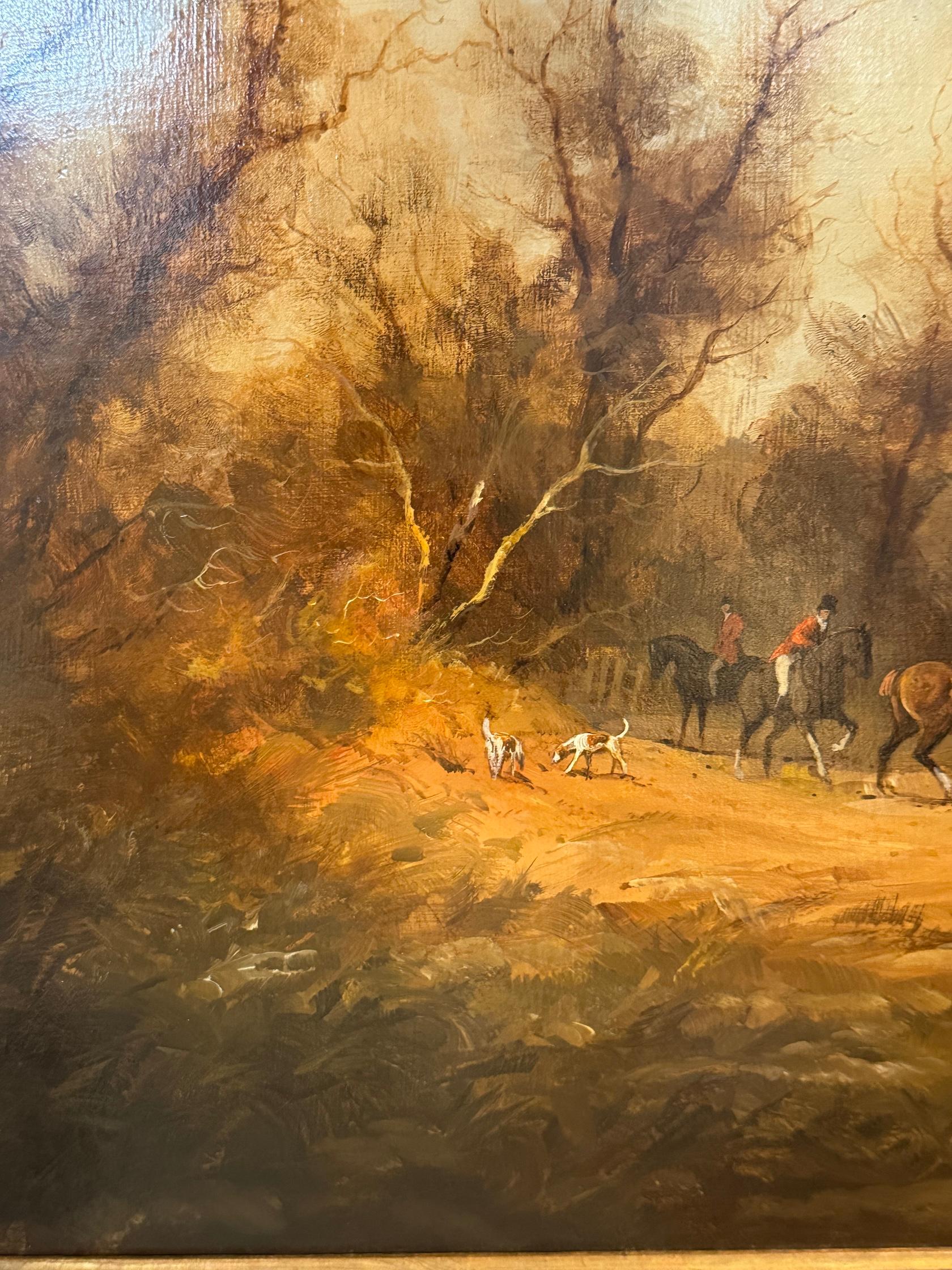 Robert Hancock - English fox hunting scene with fox hounds, huntsman on ...