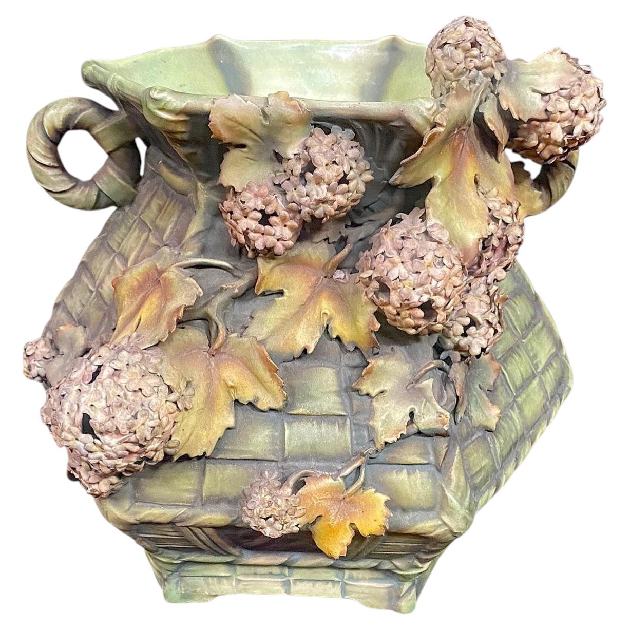 Cachepot in ceramica Robert HANKE, lavorazione Art Nouveau, Austria, circa 1900