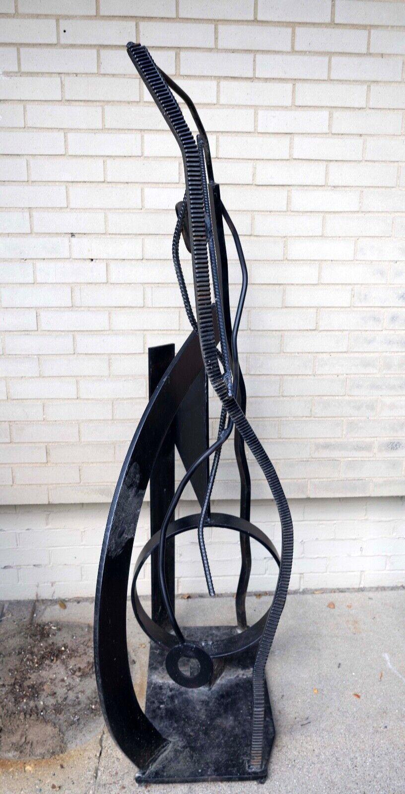 Robert Hansen Black Forged Metal Abstract Outdoor Contemporary Modern Sculpture In Good Condition For Sale In Keego Harbor, MI
