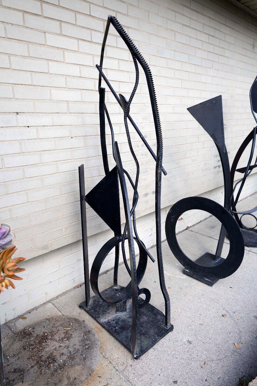 XXIe siècle et contemporain Robert The Hansen Black Forged Metal Abstract Outdoor Contemporary Modern Sculpture (Sculpture moderne contemporaine en métal forgé) en vente