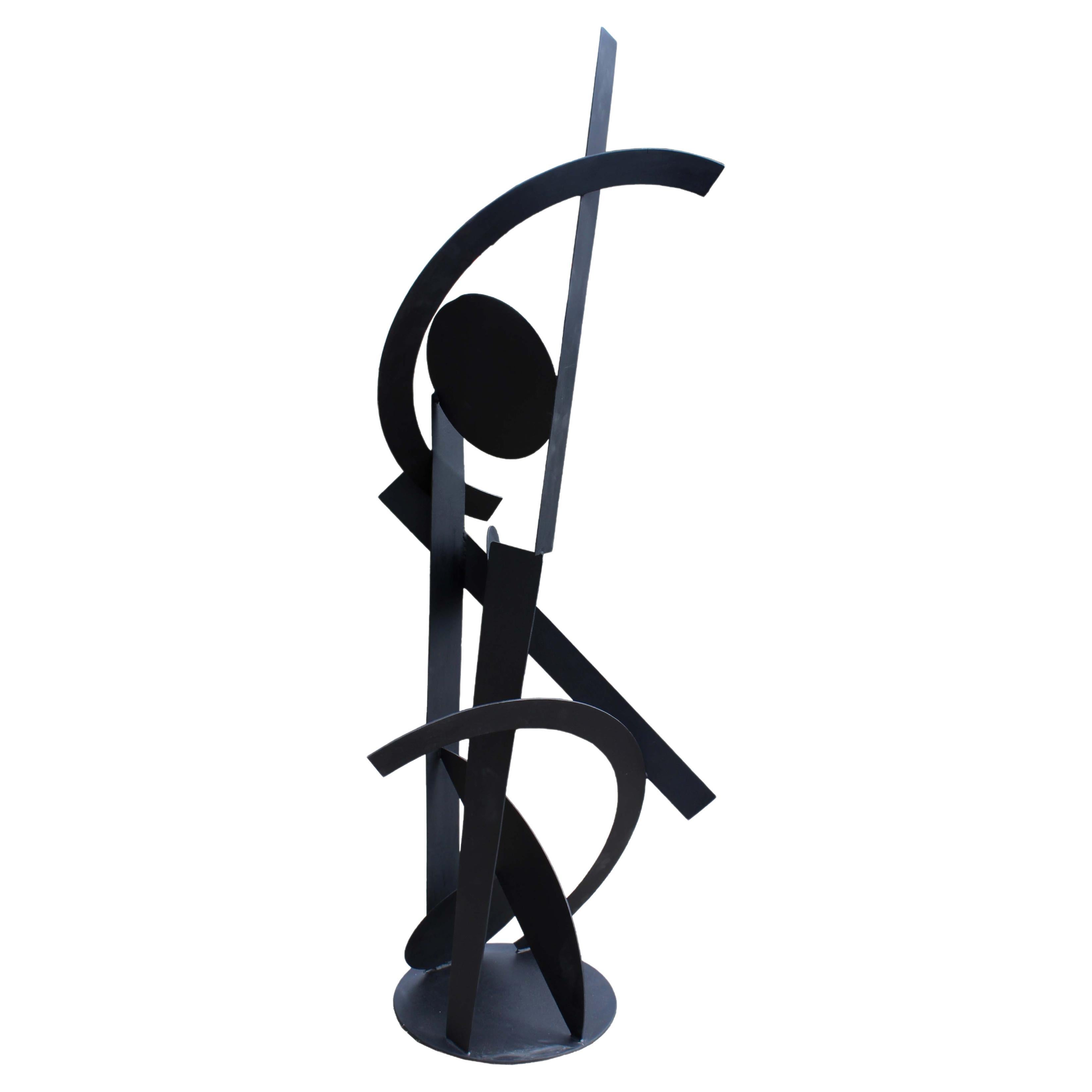 Contemporary Modern Large Round Black Abstract Outdoor Metal Floor