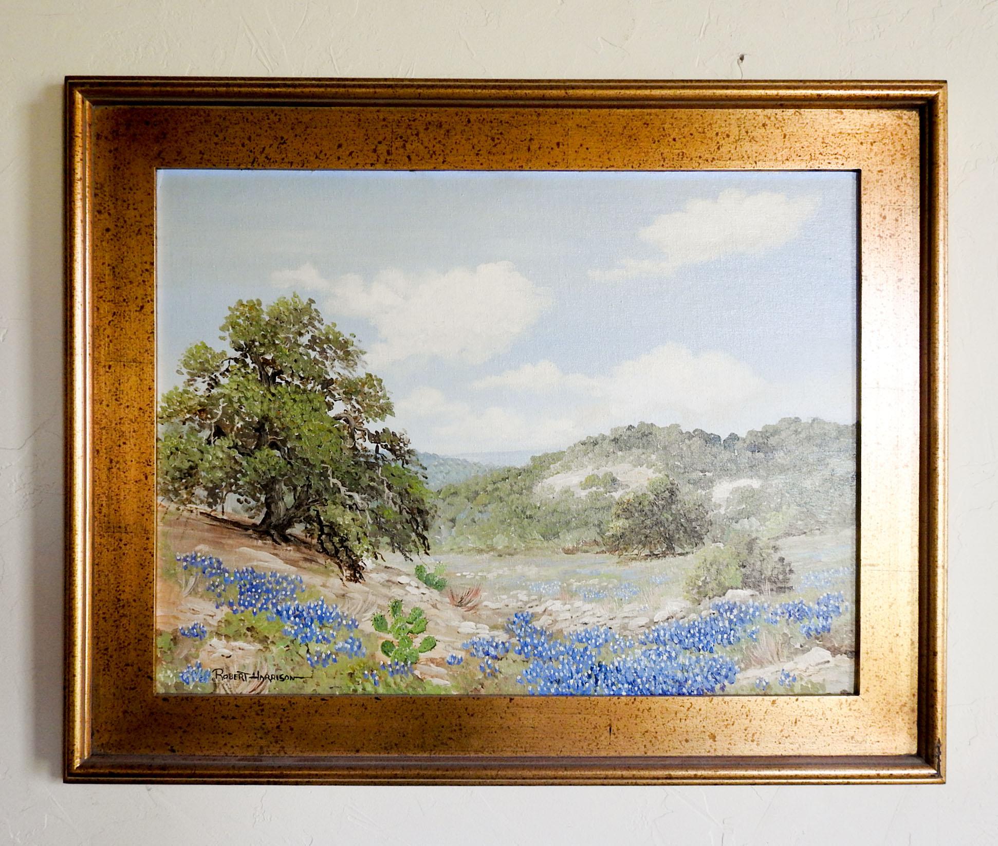 Robert Harrison Bluebonnet Landscape Painting In Good Condition For Sale In Seguin, TX