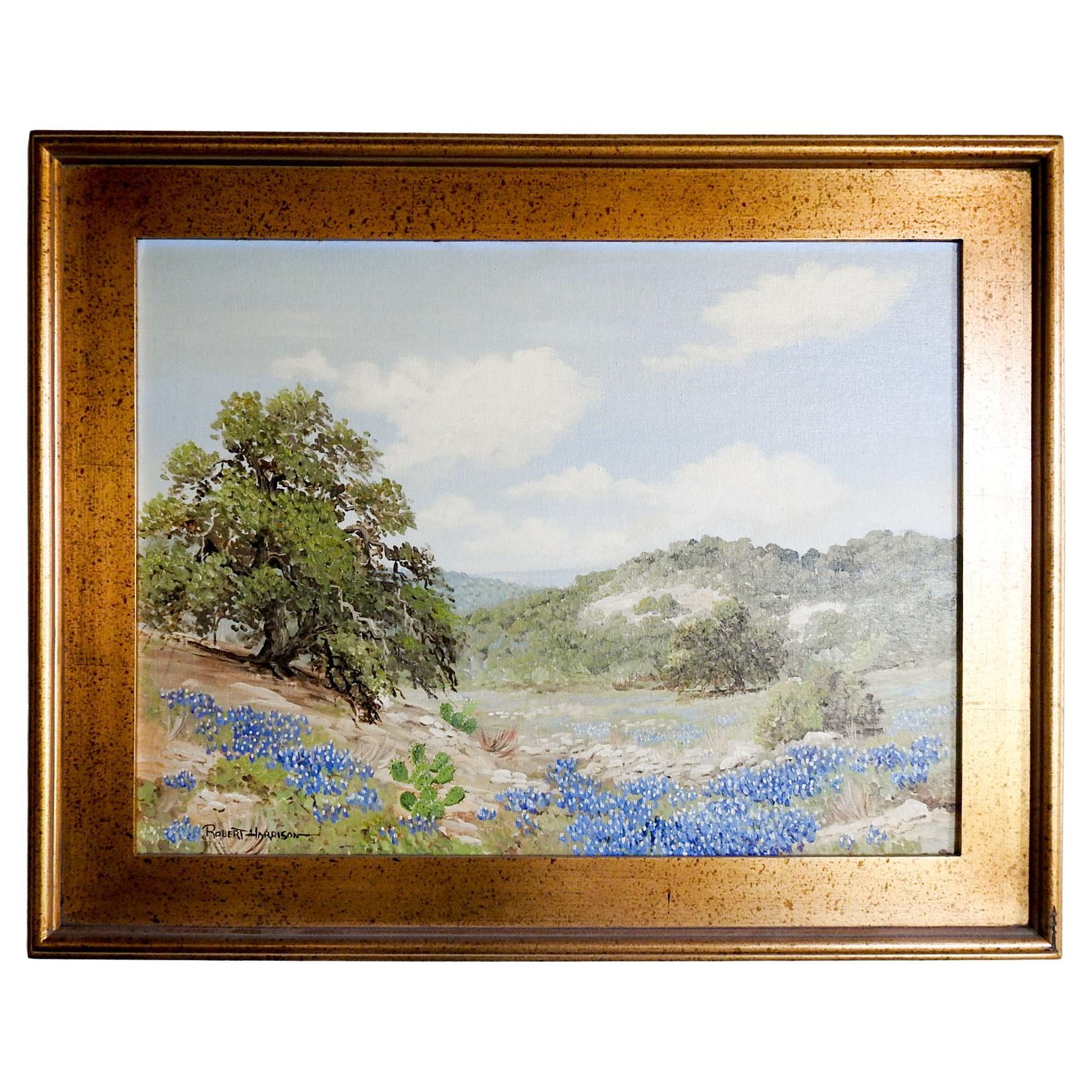 Robert Harrison Bluebonnet Landscape Painting For Sale