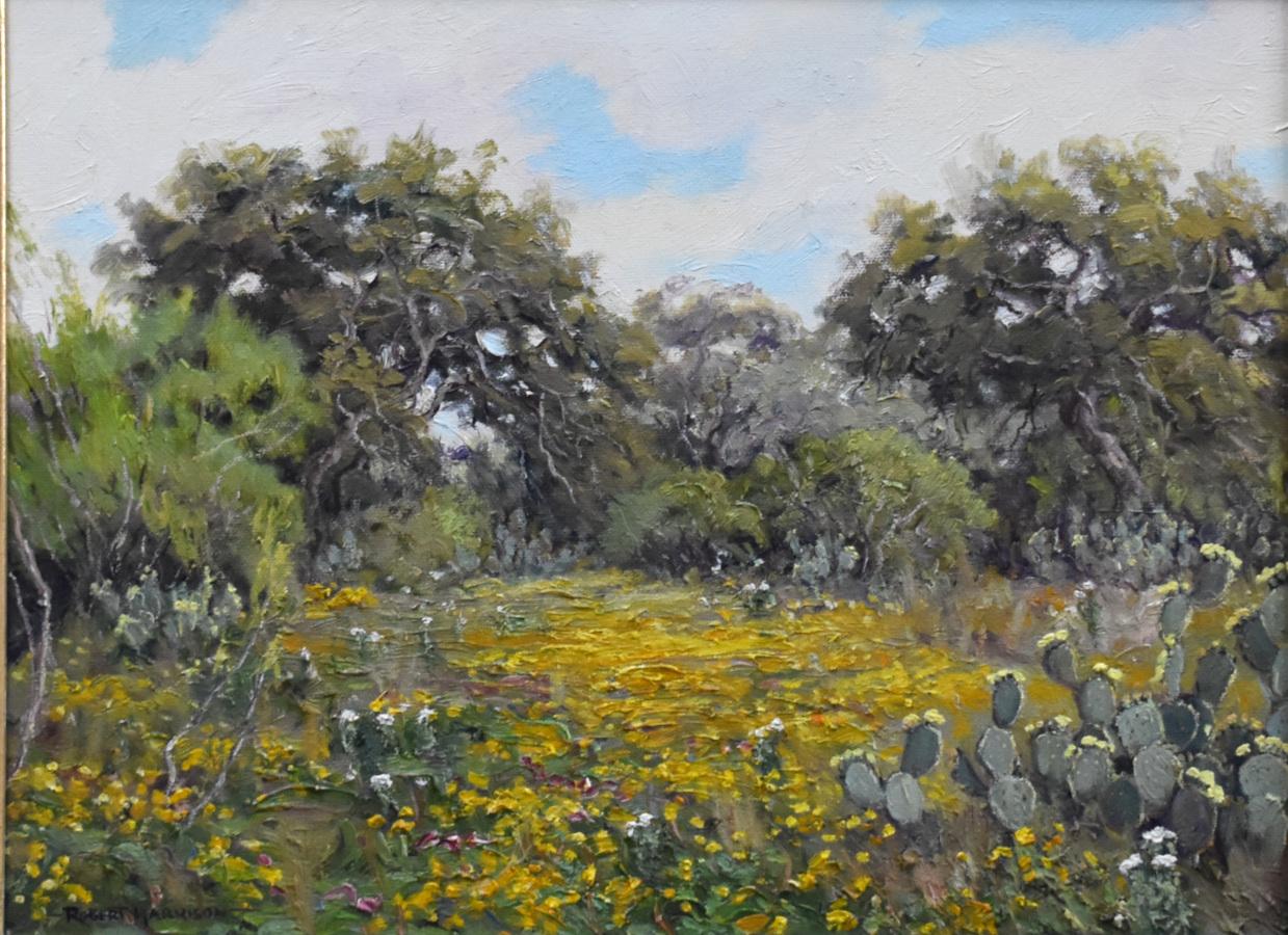 „TEXAS SPRING DAY“ HERILL COUNTRY FRAMED 19 X 23 (Impressionismus), Painting, von Robert Harrison