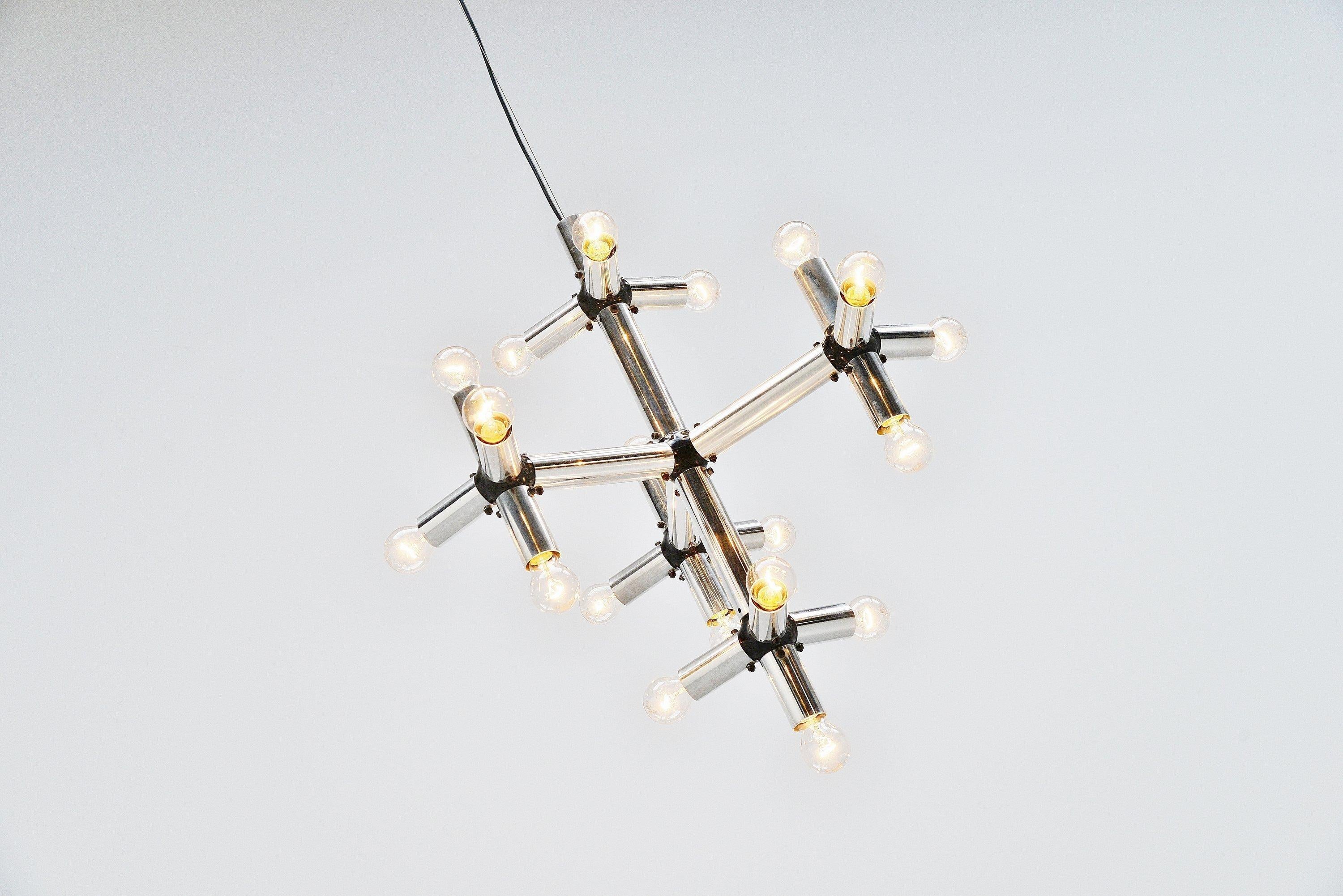 Mid-Century Modern Robert Haussmann Chandelier Lichtstruktur Swiss Lamp, 1969