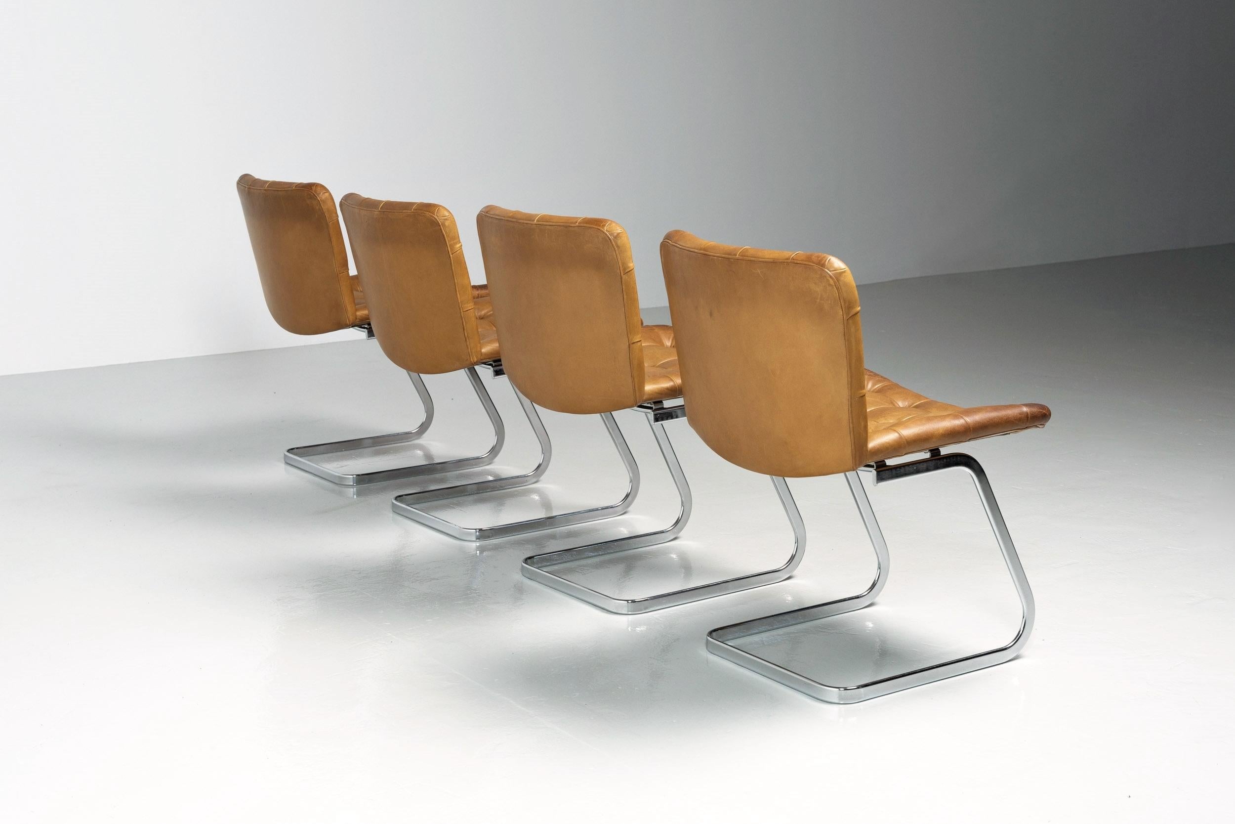 Leather Robert Hausmann RH 304 chairs De Sede Switzerland, 1955