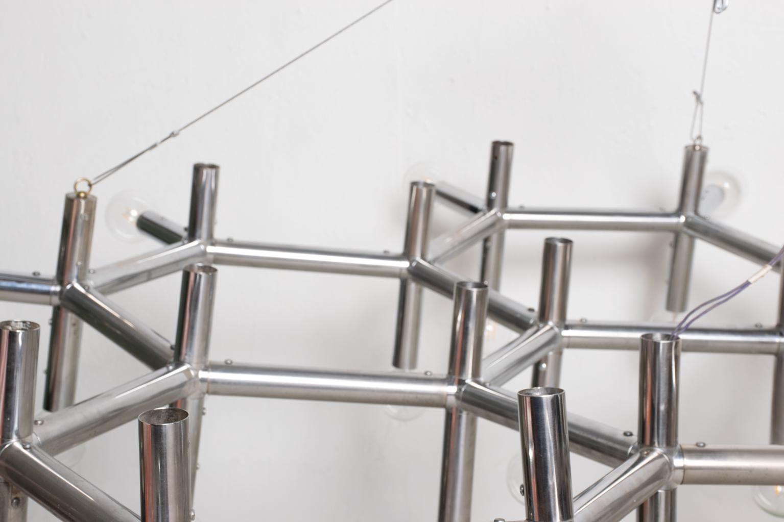 Aluminum Robert Haussmann Atomic Hanging Chandelier Mid Century Modern