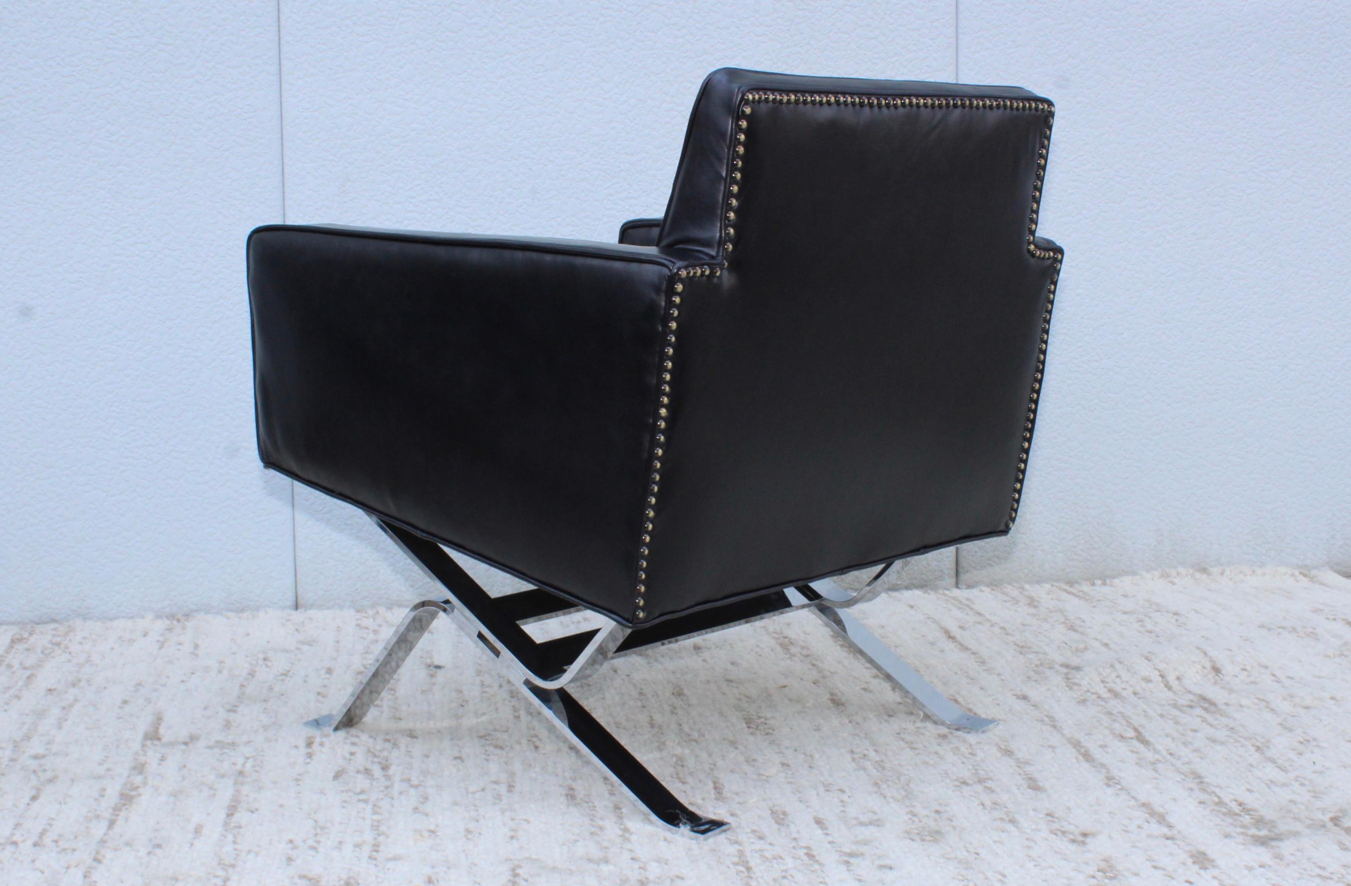 Robert Haussmann Chrome and Leather Lounge Chairs 3