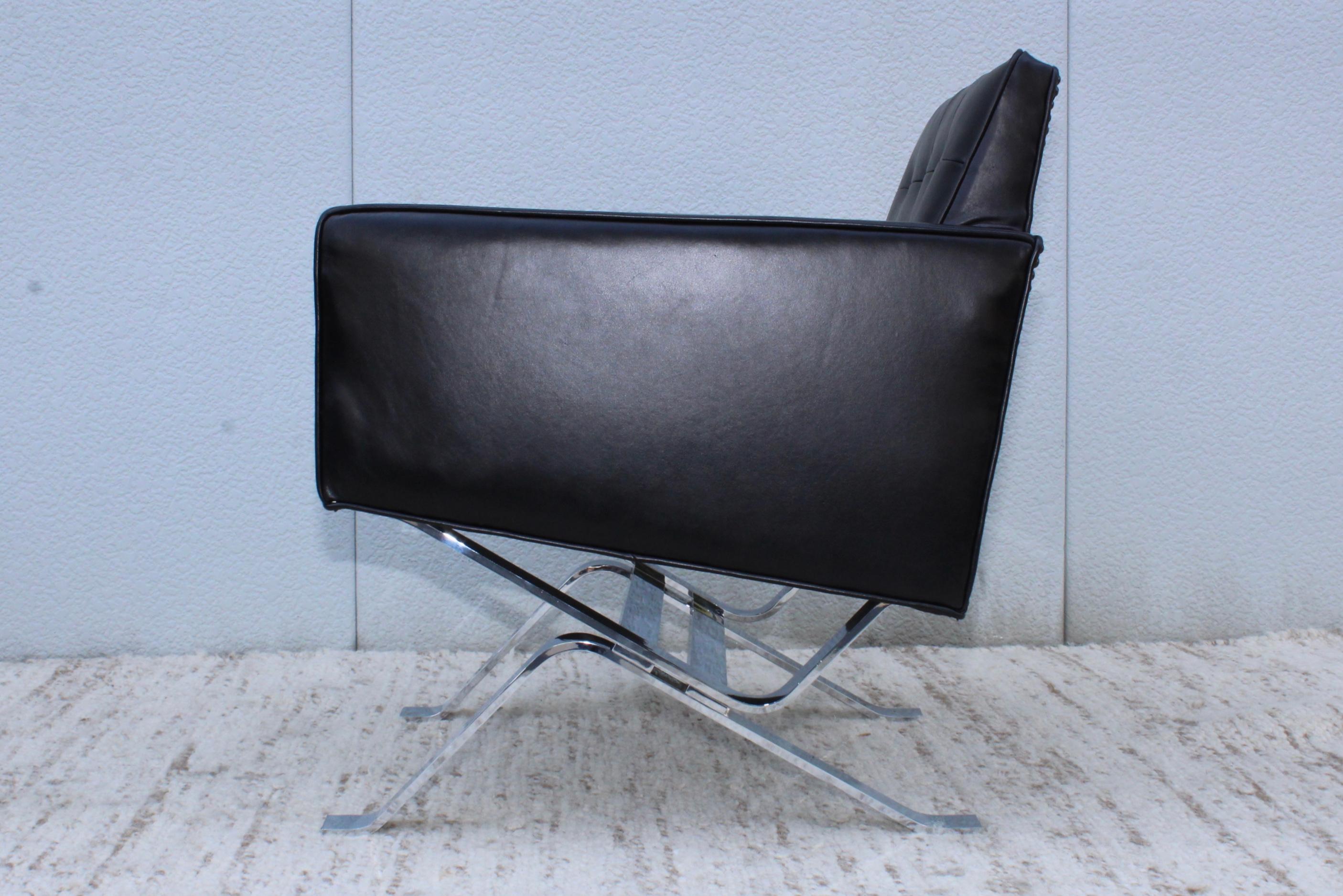Robert Haussmann Chrome and Leather Lounge Chairs 5