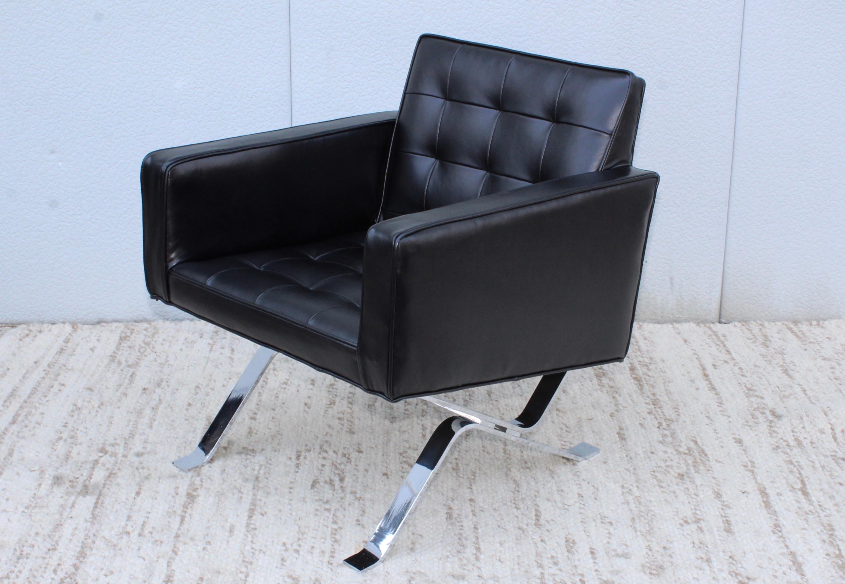 Robert Haussmann Chrome and Leather Lounge Chairs 8