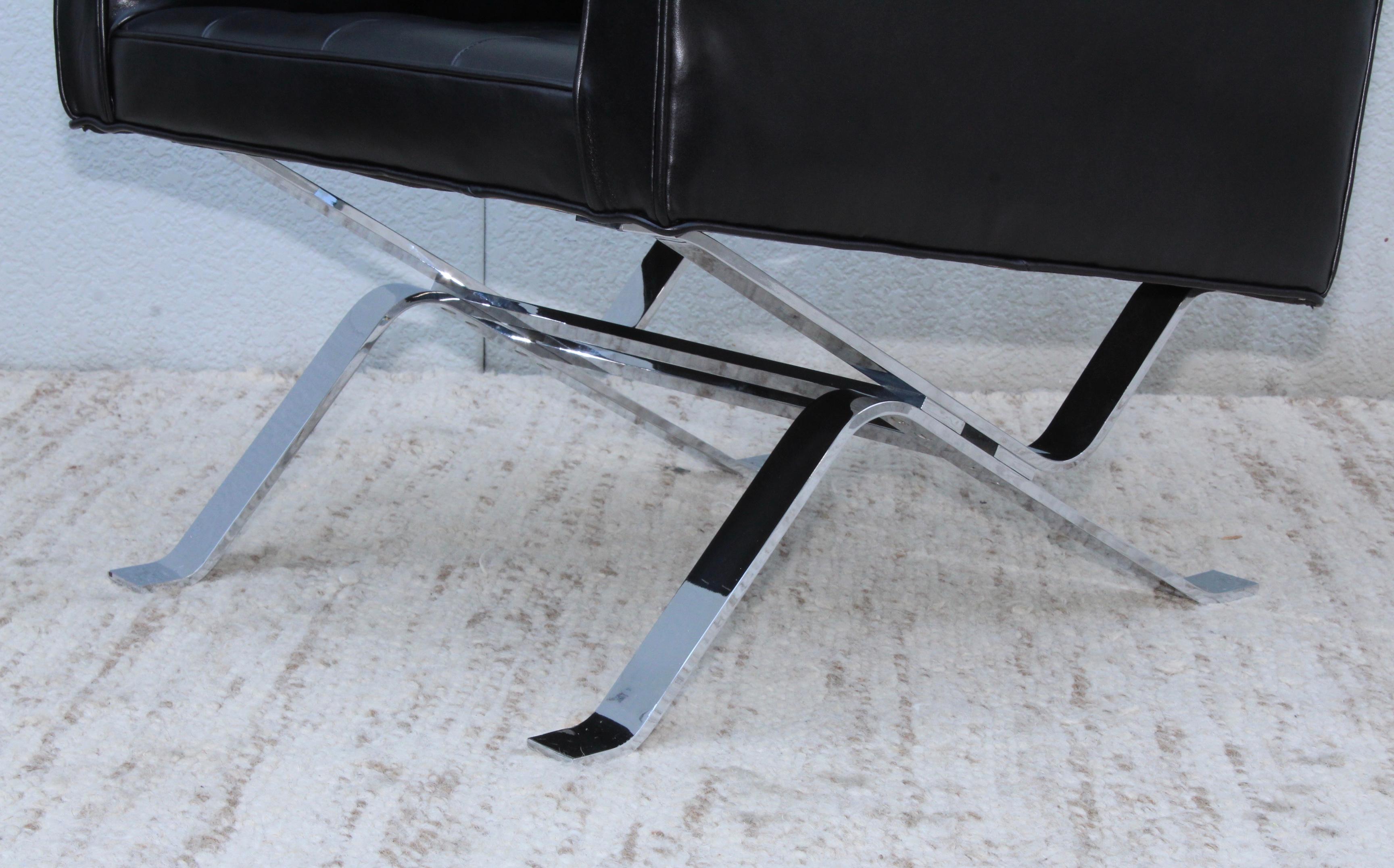 Robert Haussmann Chrome and Leather Lounge Chairs 11