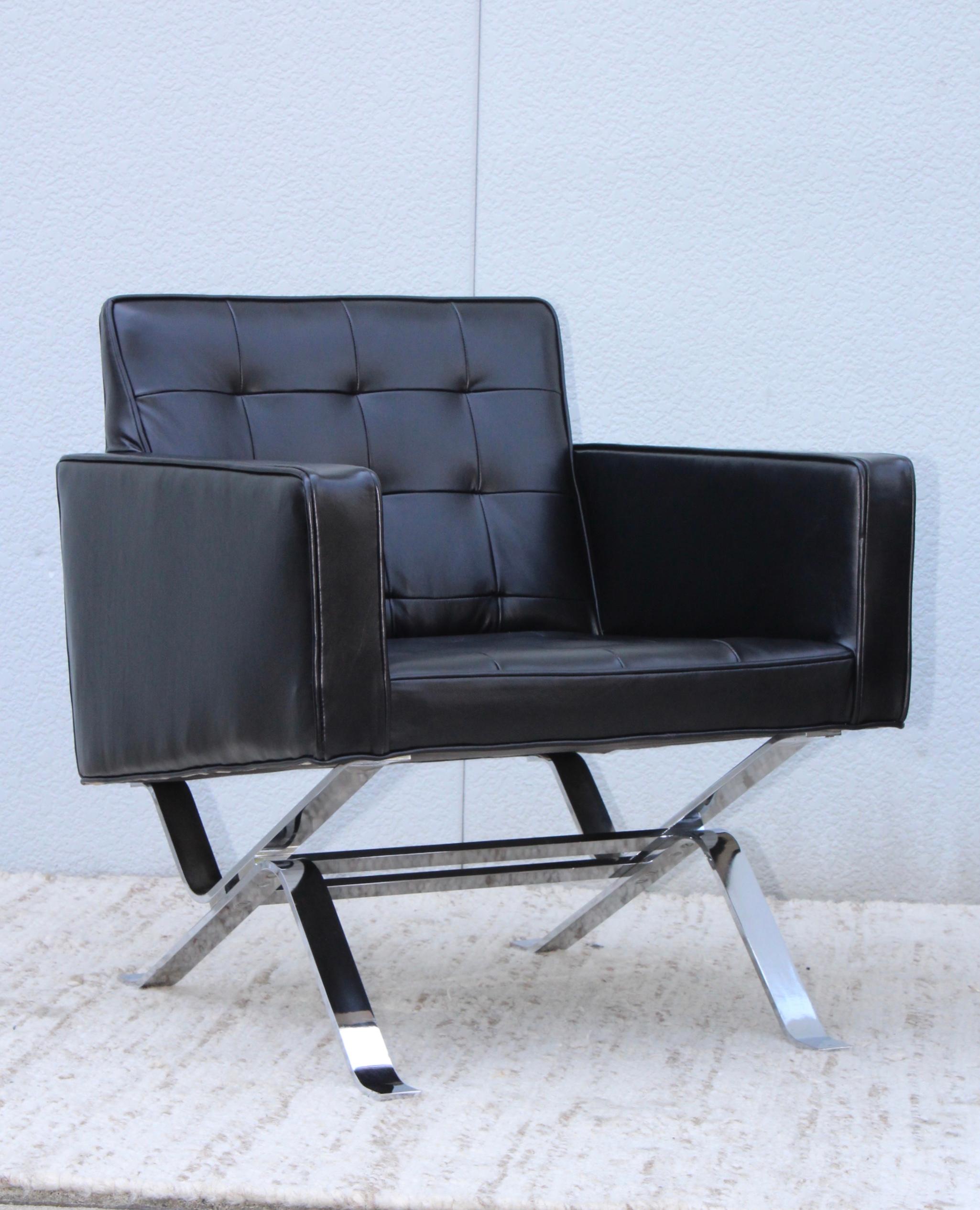 Steel Robert Haussmann Chrome and Leather Lounge Chairs