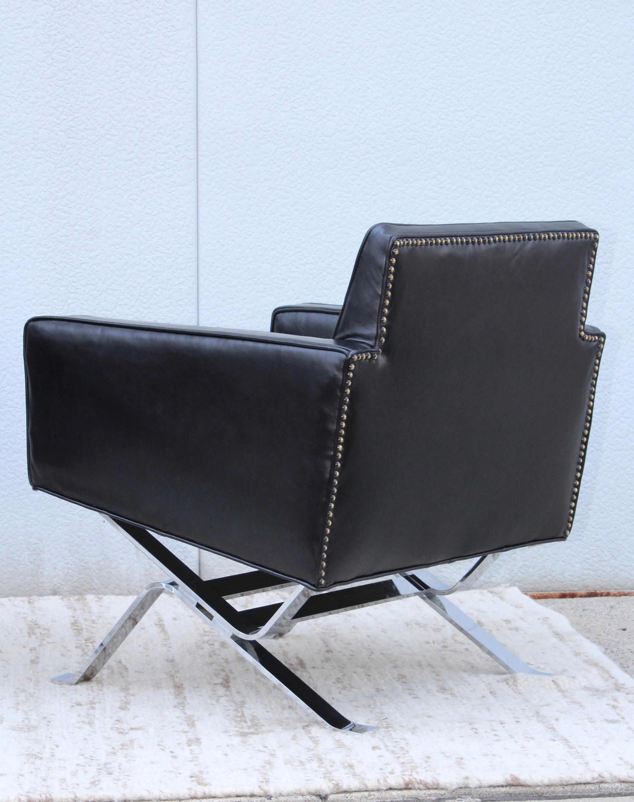 Robert Haussmann Chrome and Leather Lounge Chairs 1