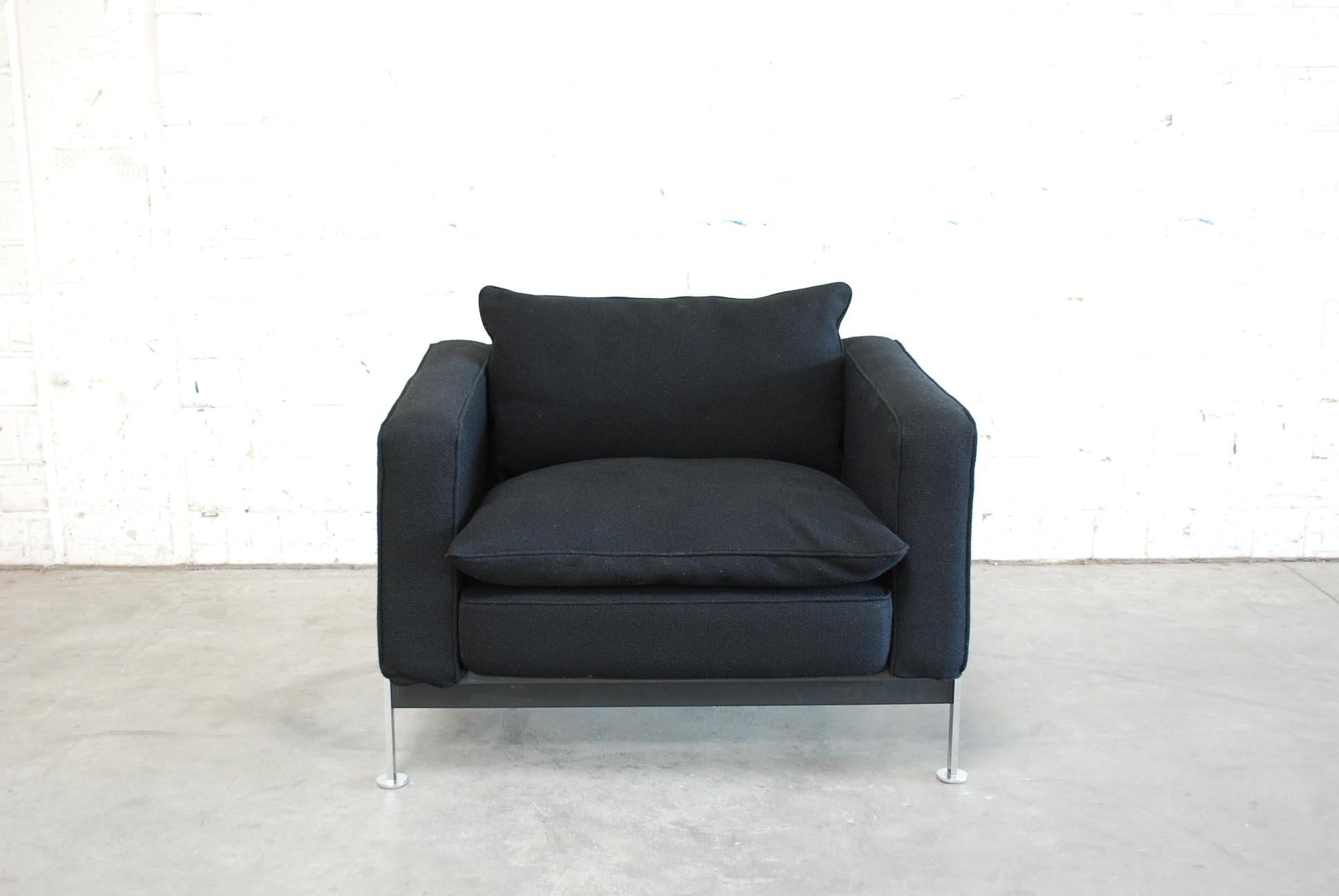 Robert Haussmann De Sede Rh 302 Sofa and Armchair Black For Sale 8