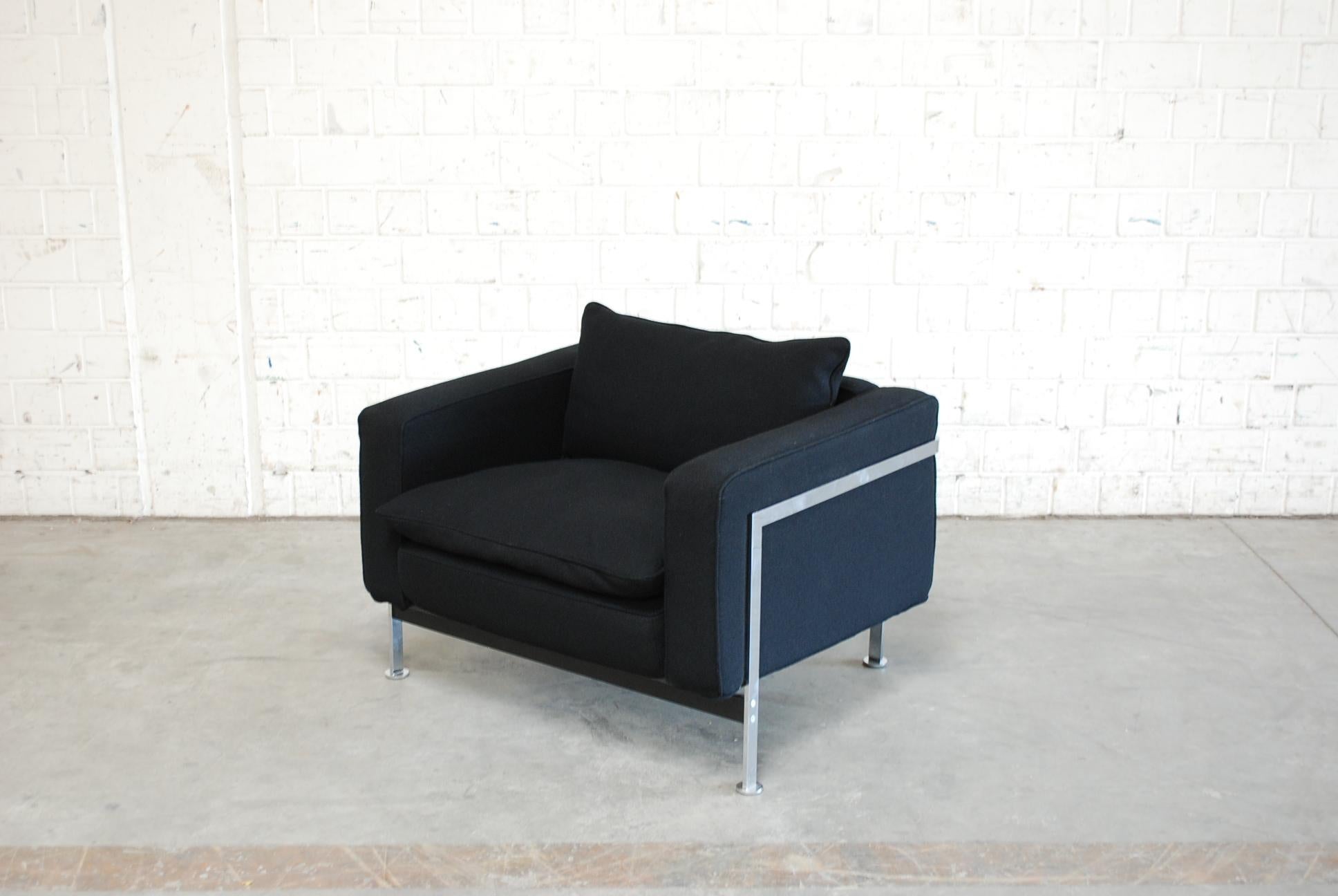 Robert Haussmann De Sede Rh 302 Sofa and Armchair Black For Sale 9