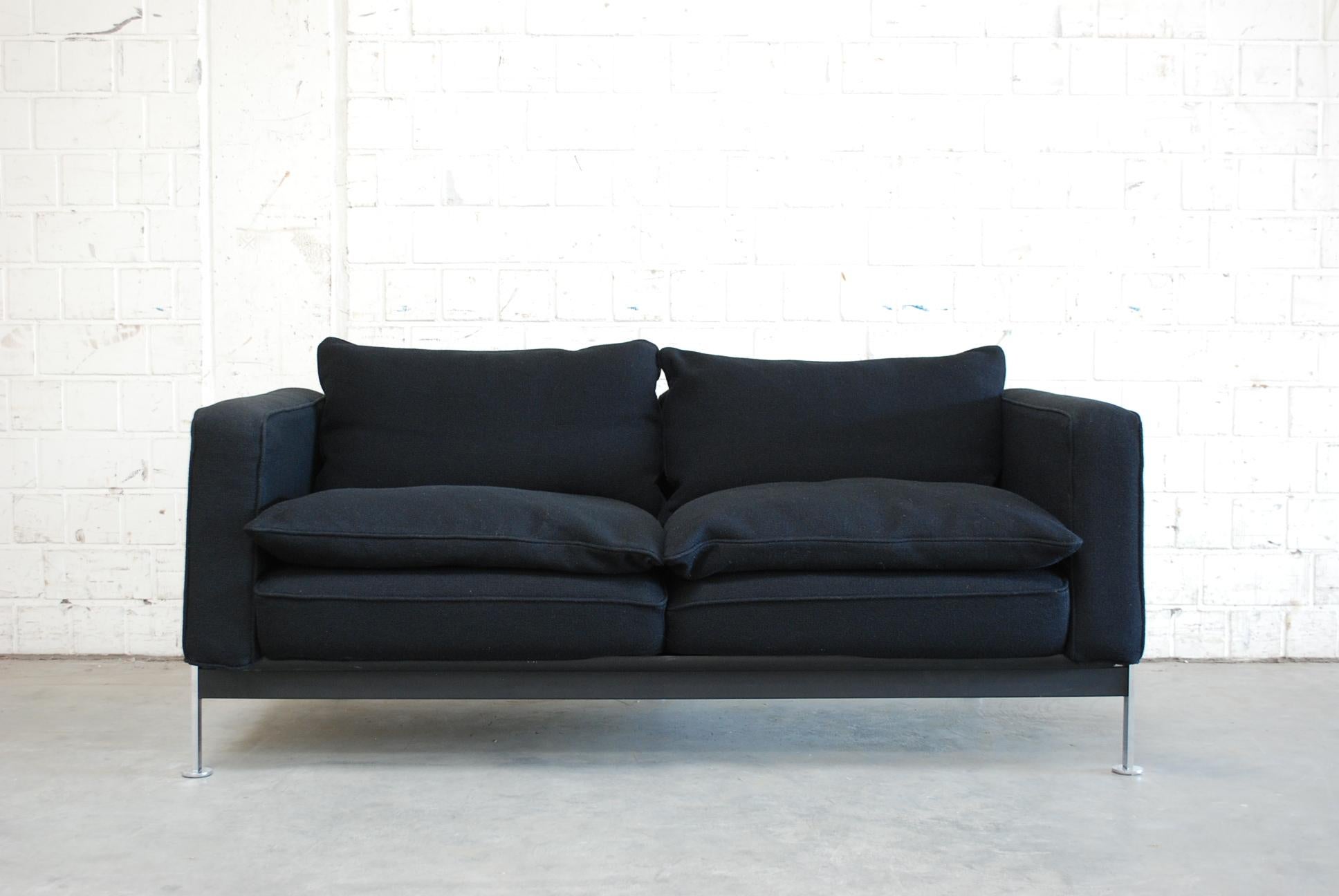 Bauhaus Robert Haussmann De Sede Rh 302 Sofa and Armchair Black For Sale
