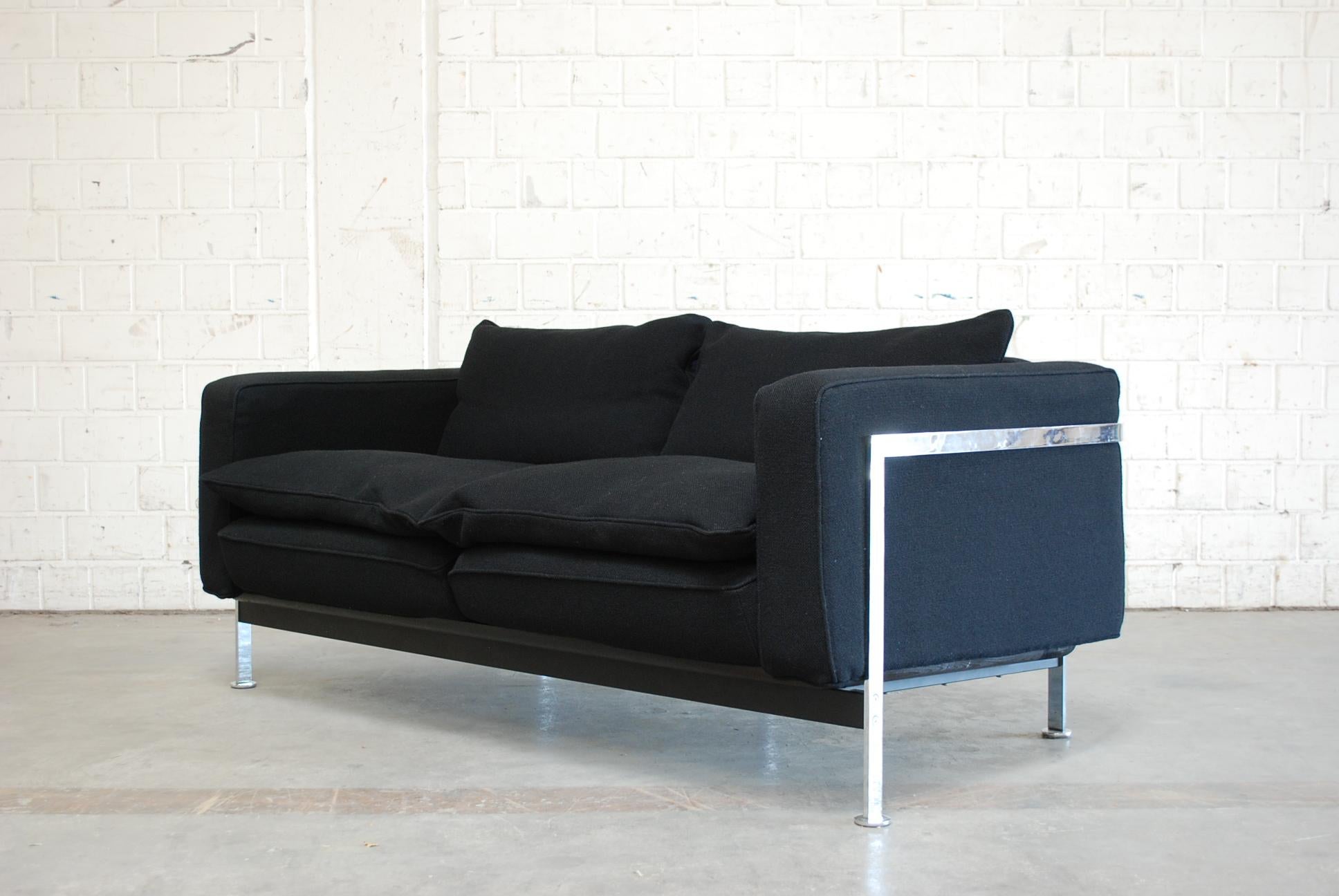 Fabric Robert Haussmann De Sede Rh 302 Sofa and Armchair Black For Sale