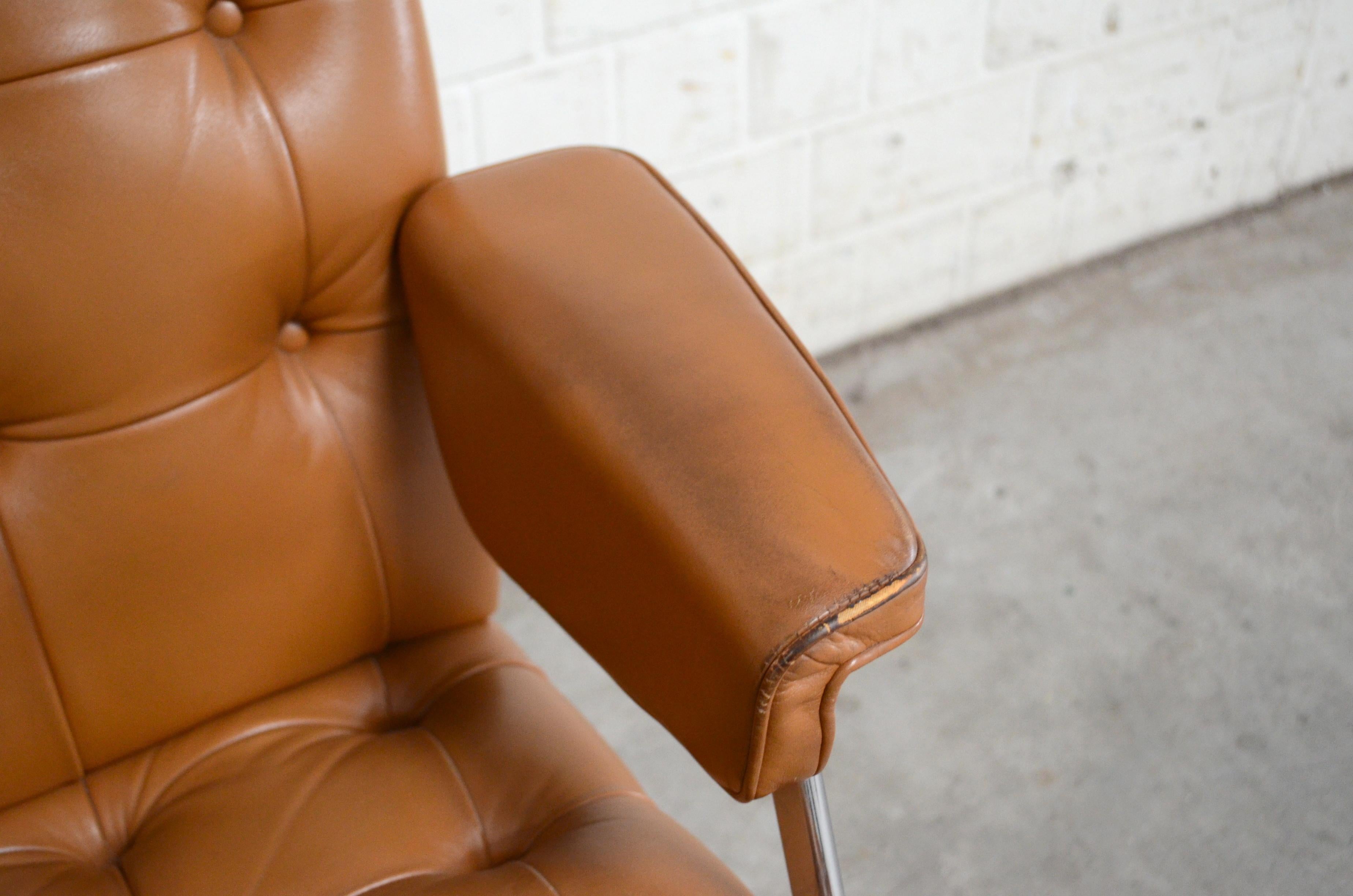 Robert Haussmann De Sede fauteuil cognac RH 305/ 304 UNESCO Softpad Chair en vente 5