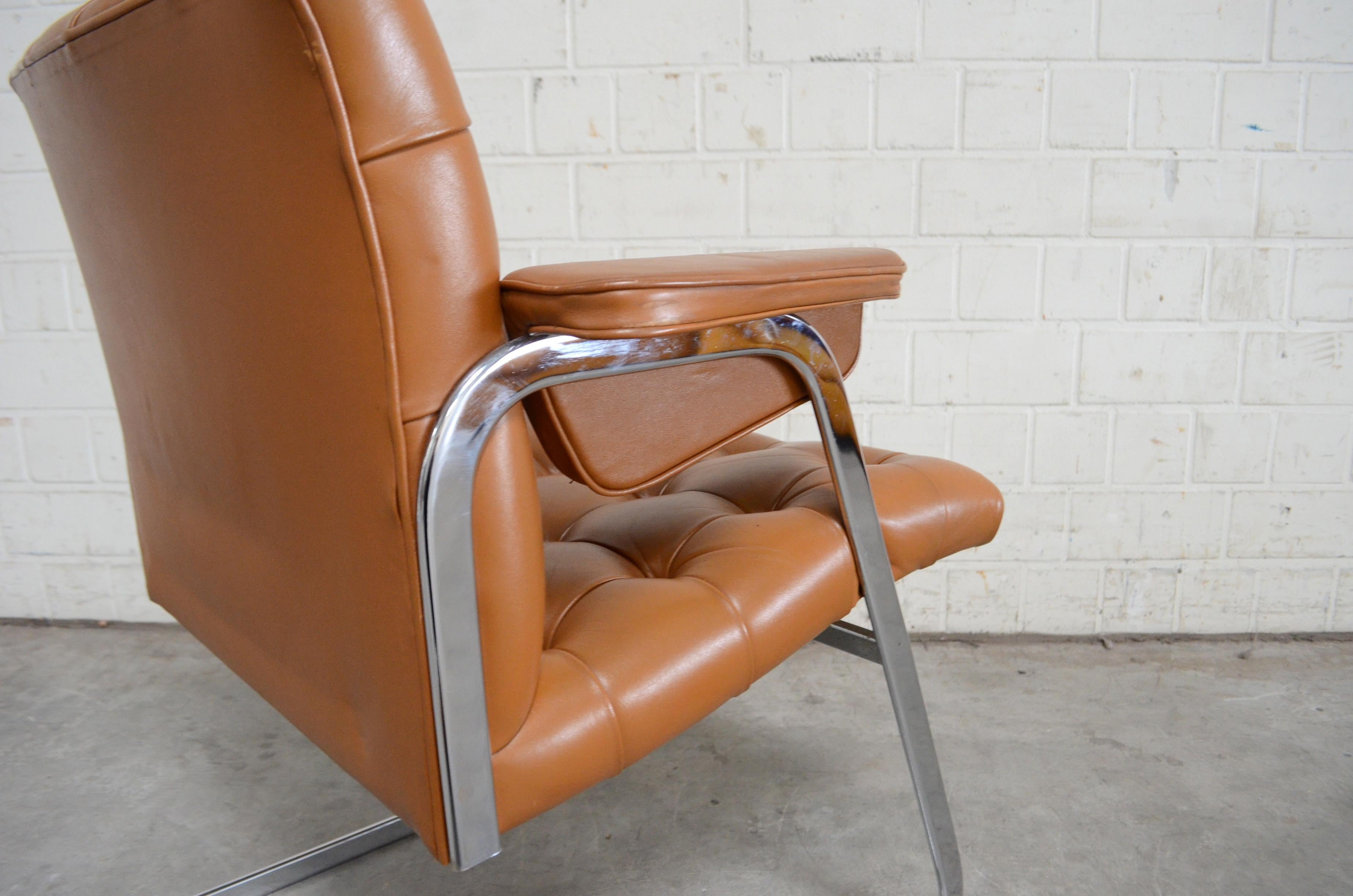 Robert Haussmann De Sede fauteuil cognac RH 305/ 304 UNESCO Softpad Chair en vente 7