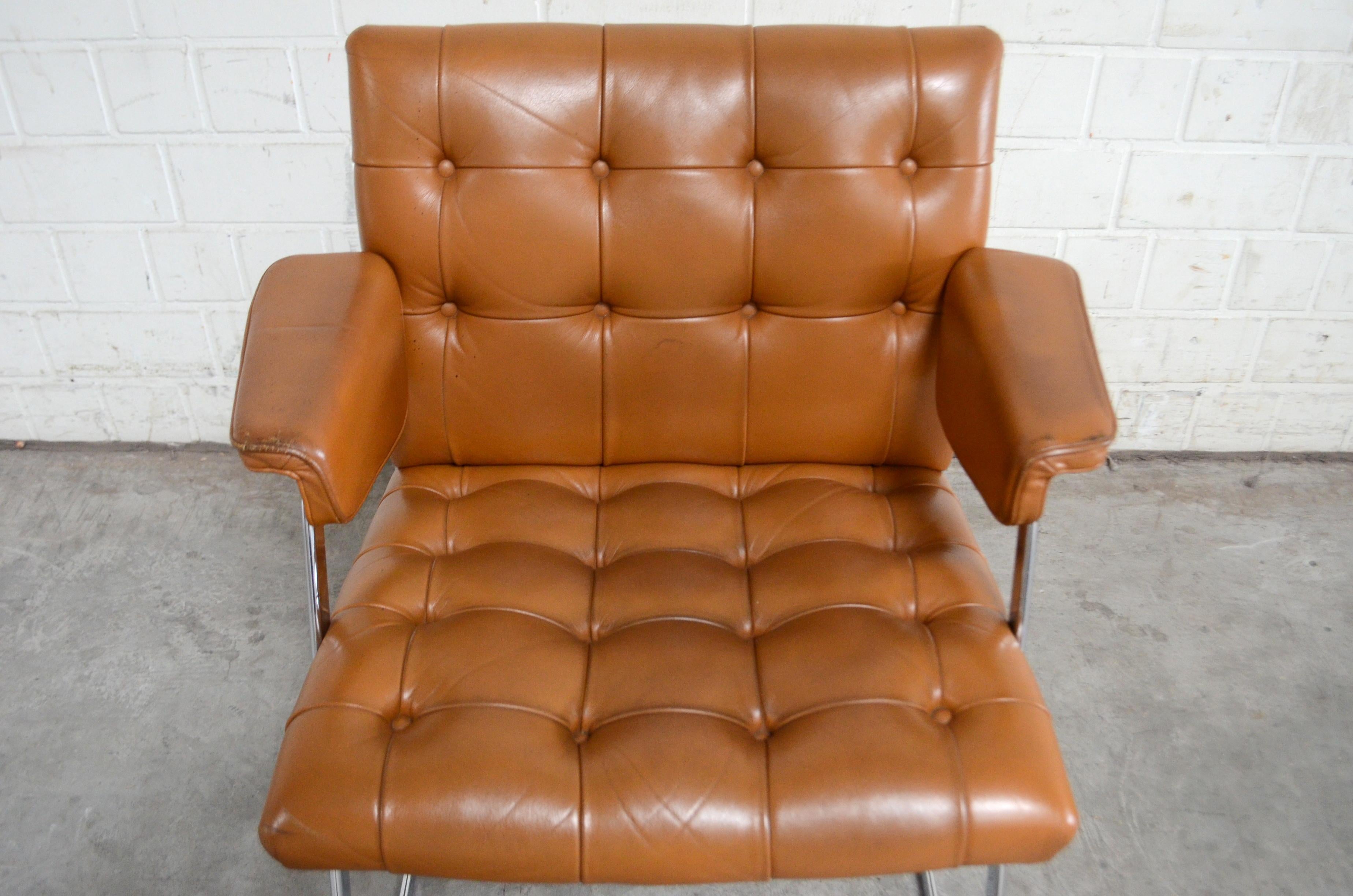 20ième siècle Robert Haussmann De Sede fauteuil cognac RH 305/ 304 UNESCO Softpad Chair en vente