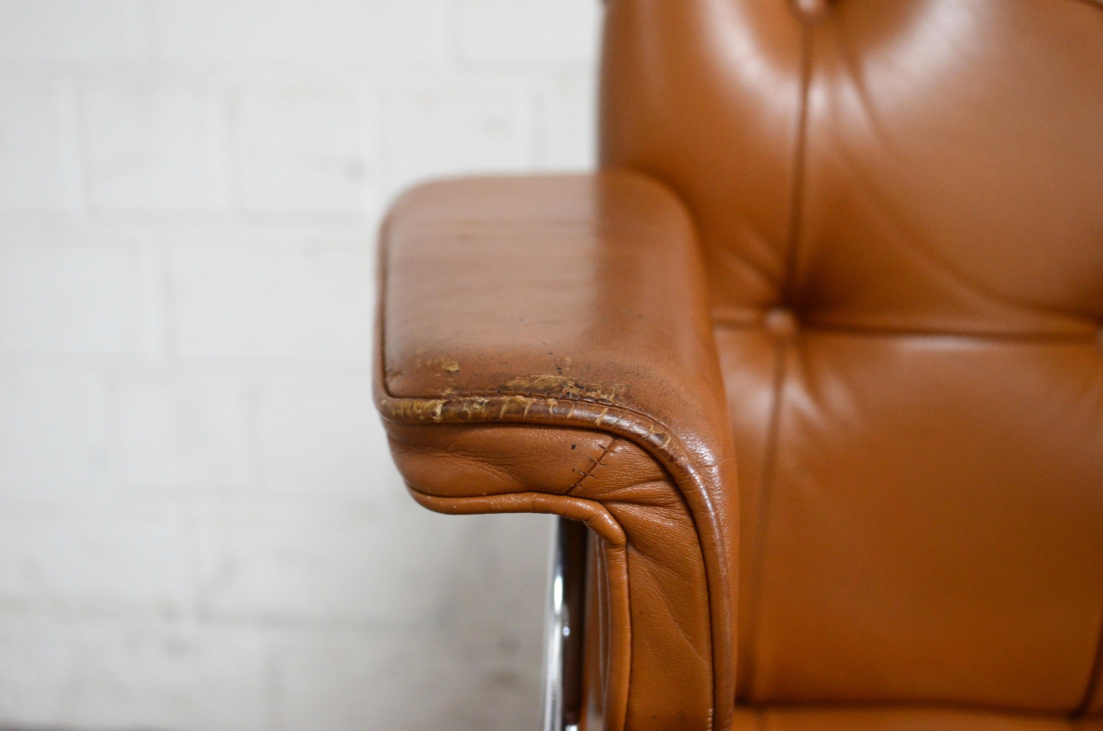 Cuir Robert Haussmann De Sede fauteuil cognac RH 305/ 304 UNESCO Softpad Chair en vente