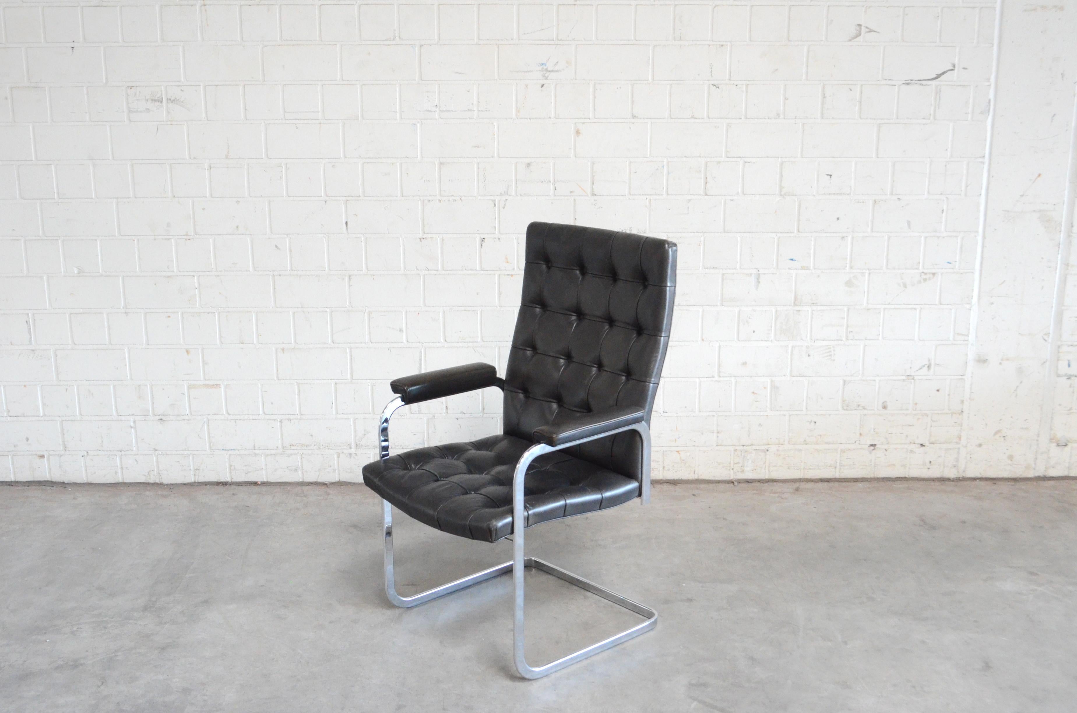 Swiss Robert Haussmann De Sede Rh 305 High Back Chair Black For Sale