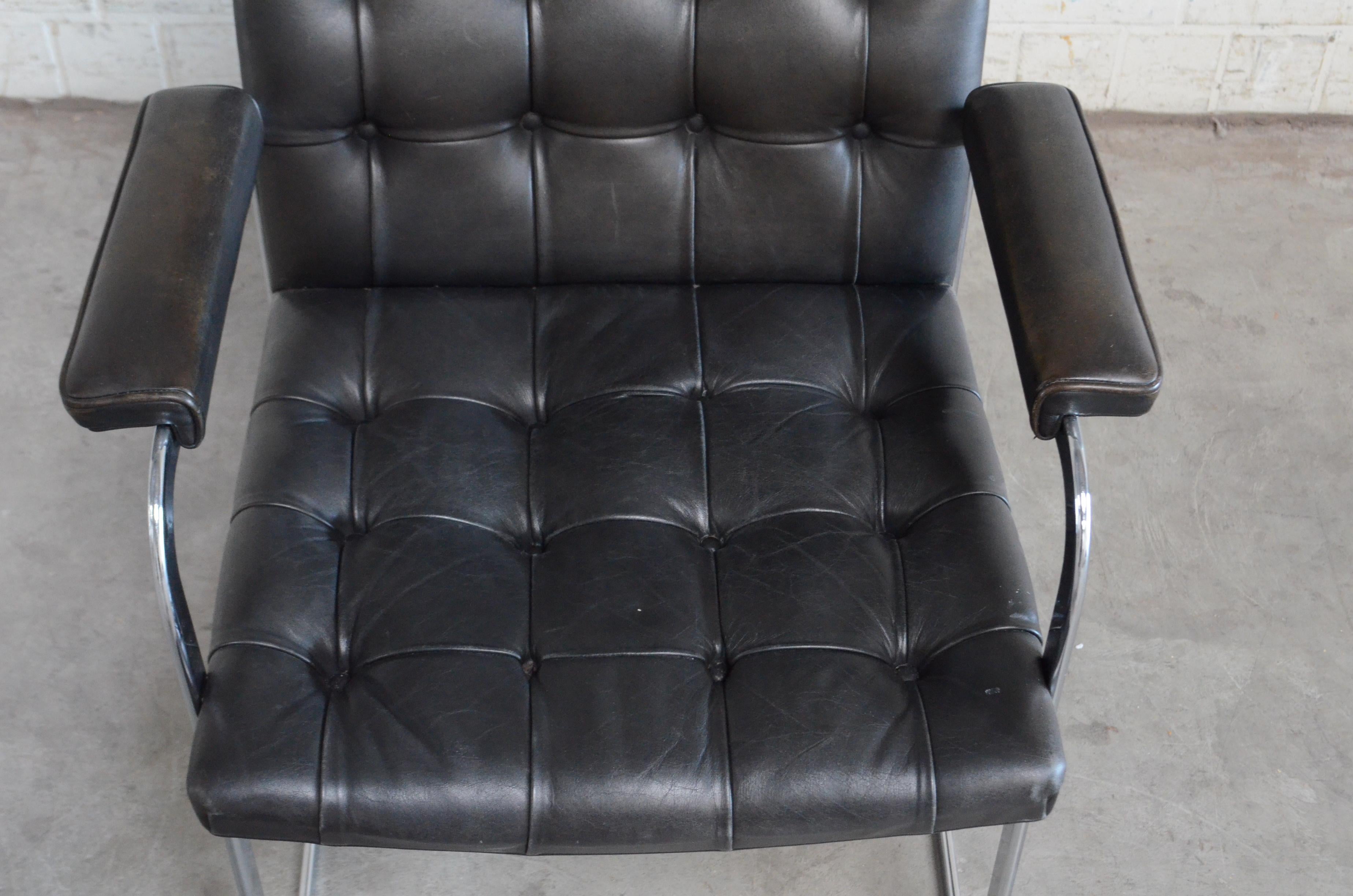 Leather Robert Haussmann De Sede Rh 305 High Back Chair Black For Sale