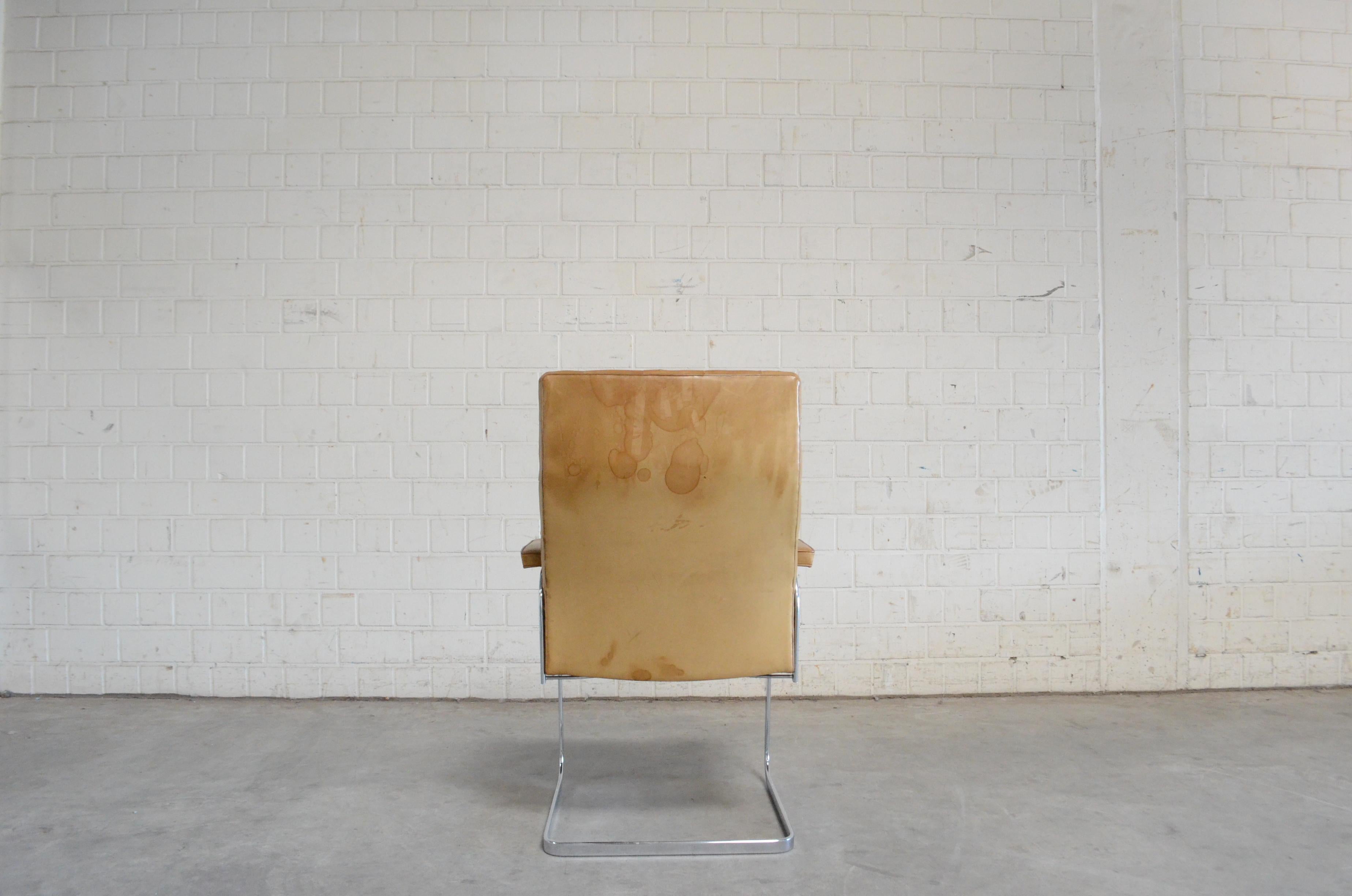 Leather Robert Haussmann De Sede RH 305 High Back Chair Cognac For Sale