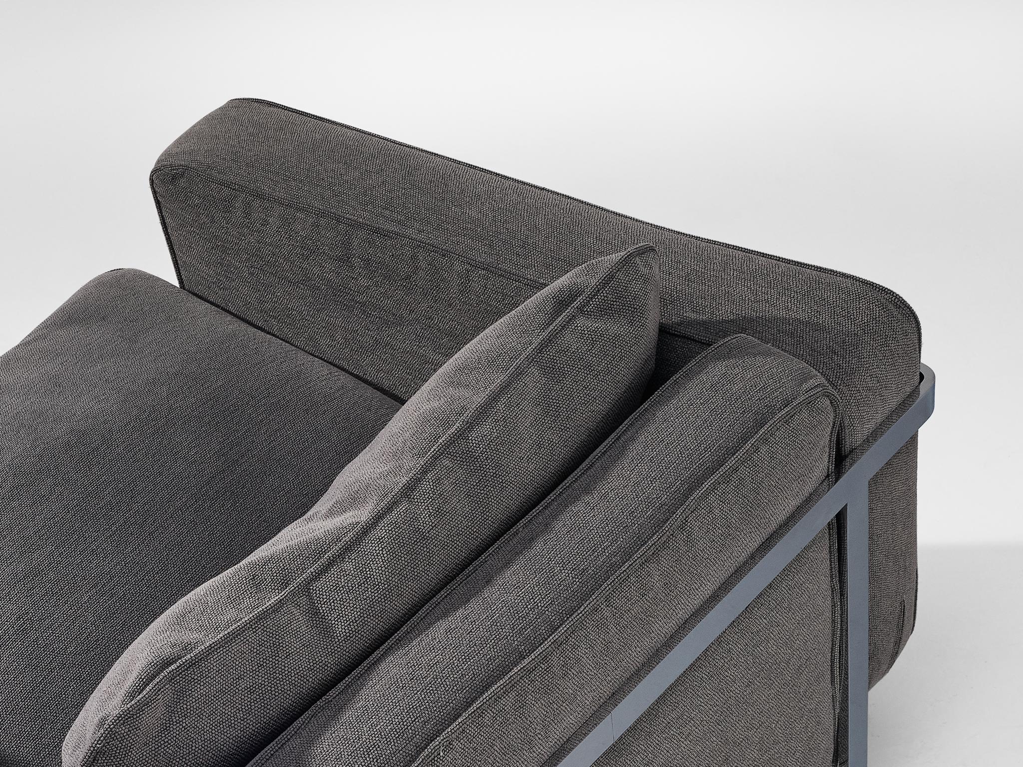 Robert Haussmann pour De Sede fauteuils en tissu gris et acier  en vente 4