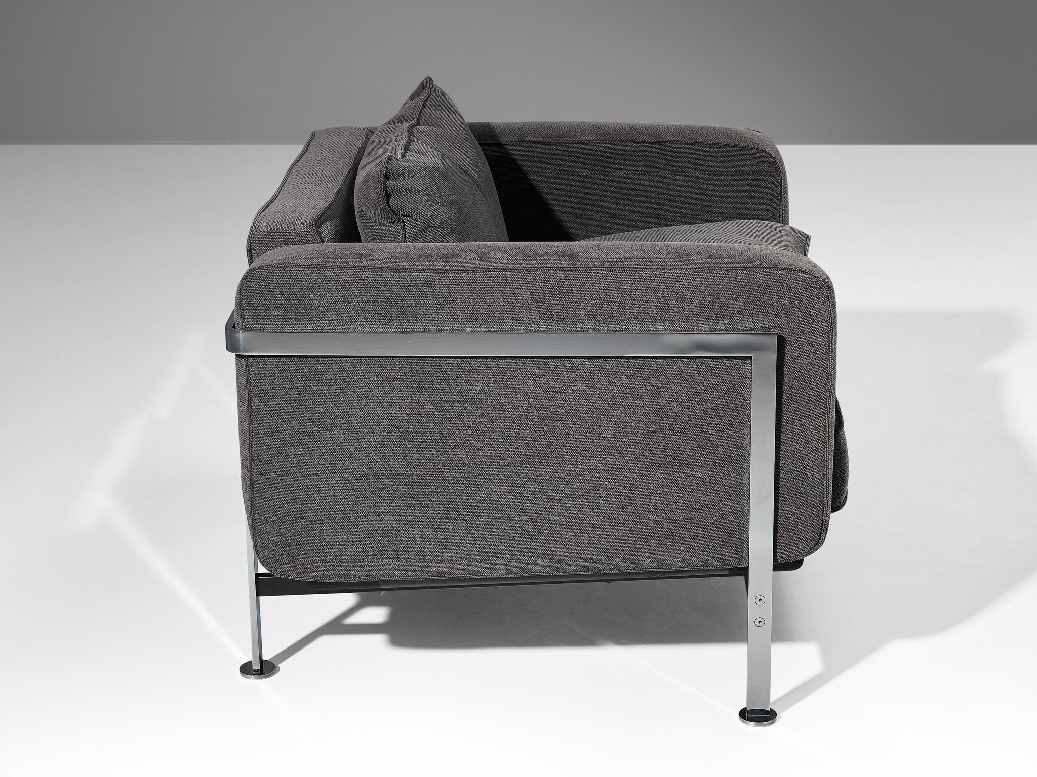 Milieu du XXe siècle Robert Haussmann pour De Sede fauteuils en tissu gris et acier  en vente