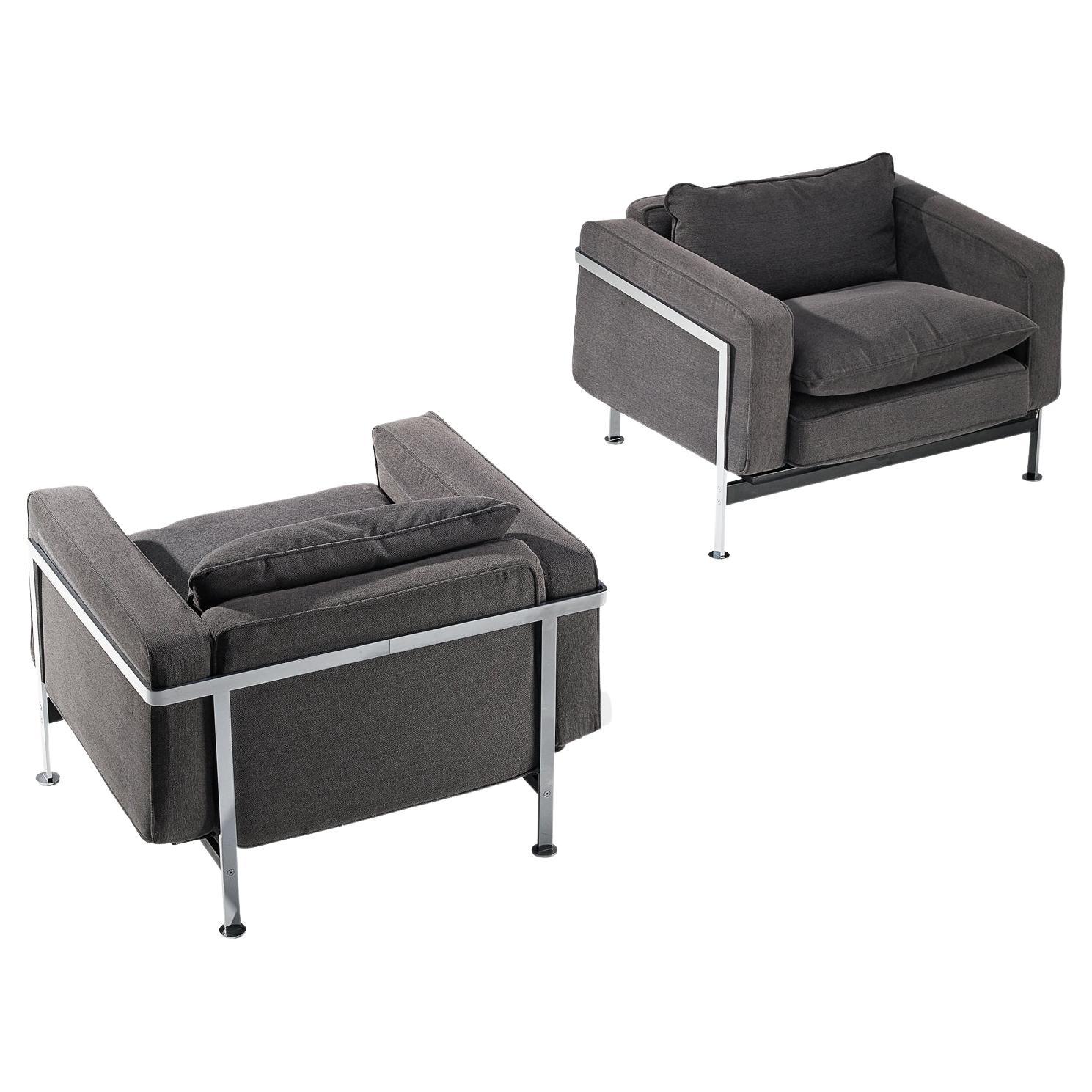 Robert Haussmann for De Sede Armchairs in Grey Fabric and Steel For Sale