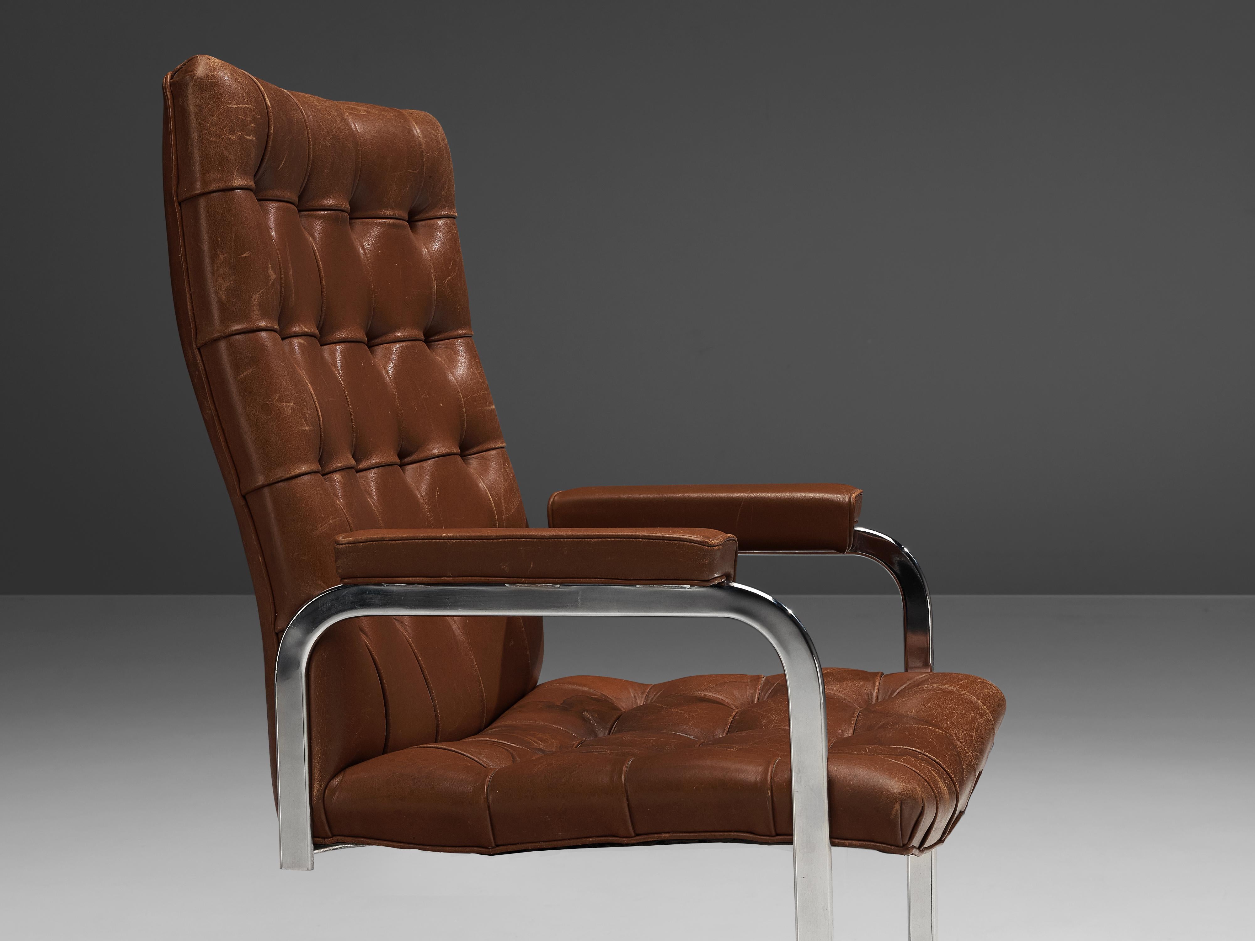 Robert Haussmann for De Sede Armchairs 'RH-304' in Brown Leather 3