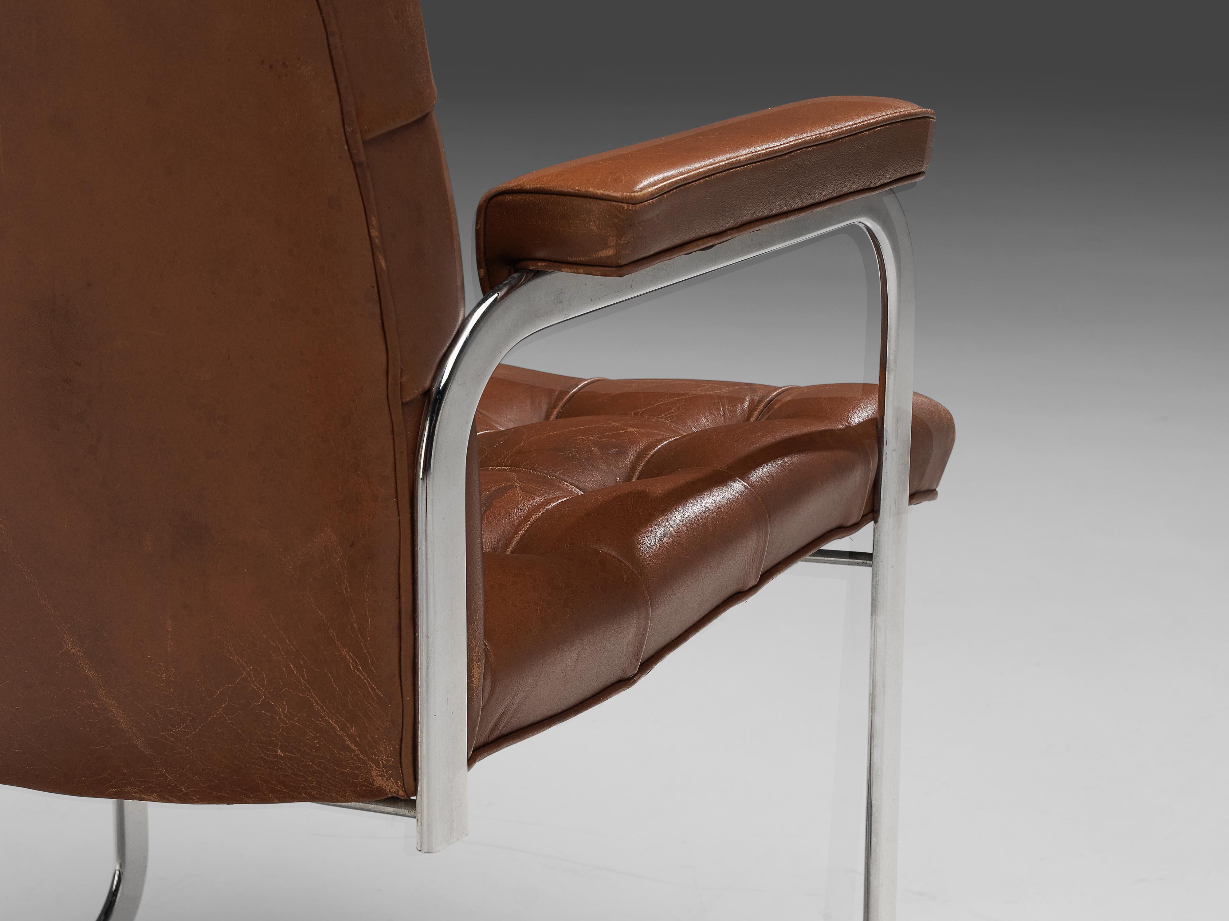 Robert Haussmann for De Sede Armchairs 'RH-304' in Brown Leather 2