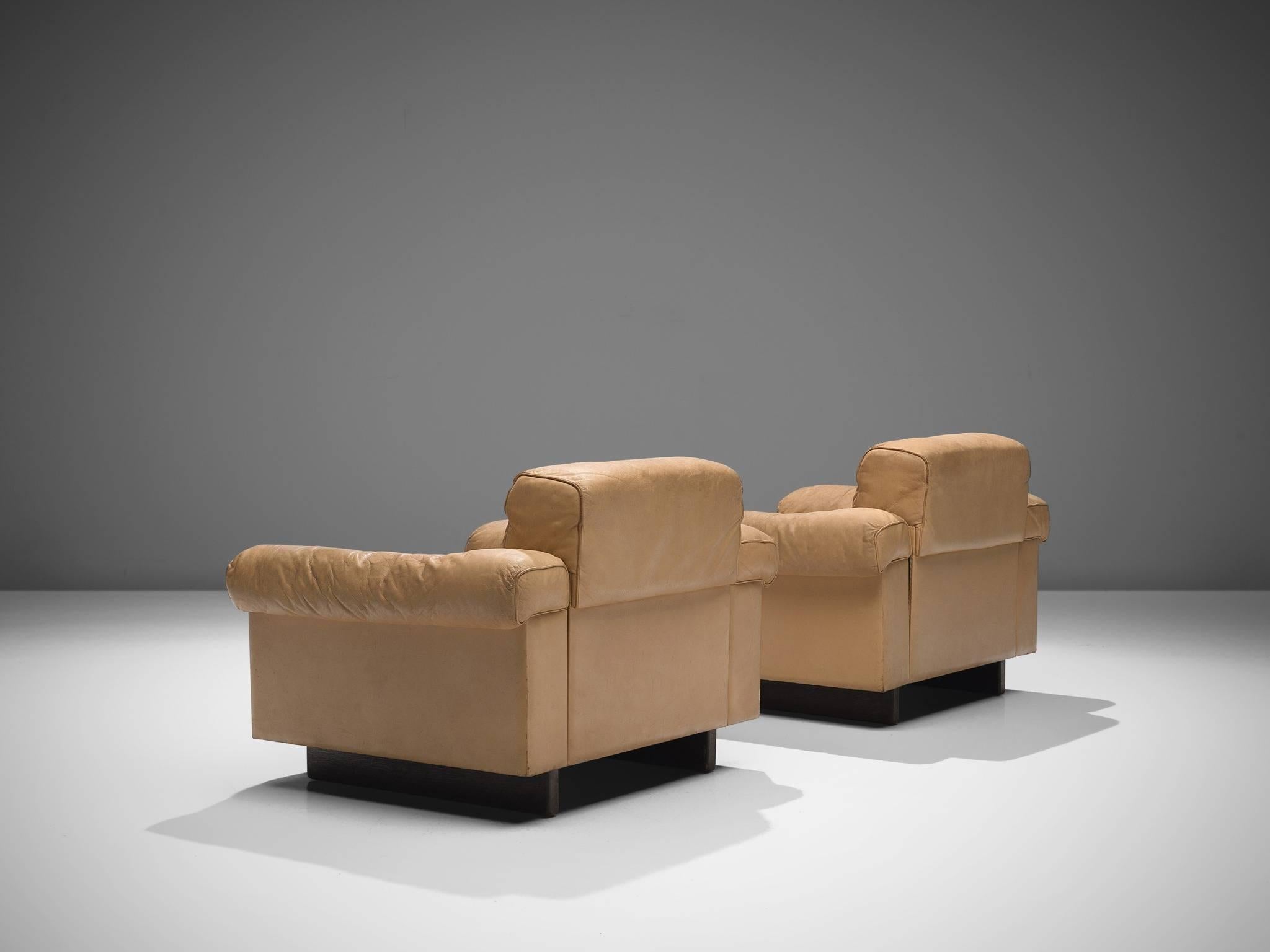 Post-Modern Robert Haussmann for De Sede Cognac Leather Club Chairs