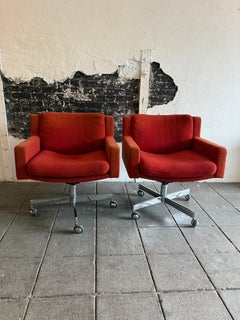 Robert Haussmann for De Sede DS-201 Chrome Red upholstered office chairs