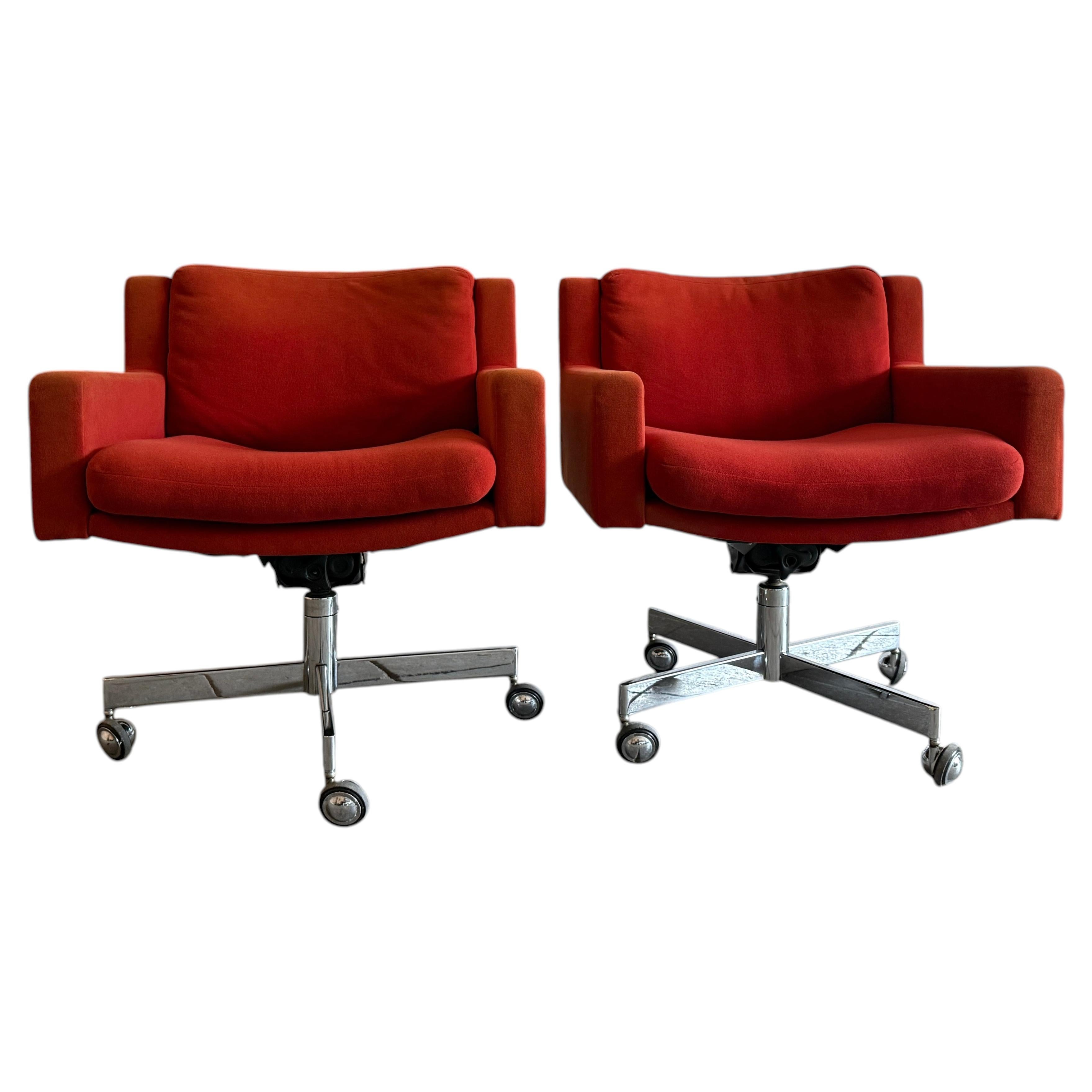 Robert Haussmann for De Sede DS-201 Chrome Red upholstered office chairs For Sale