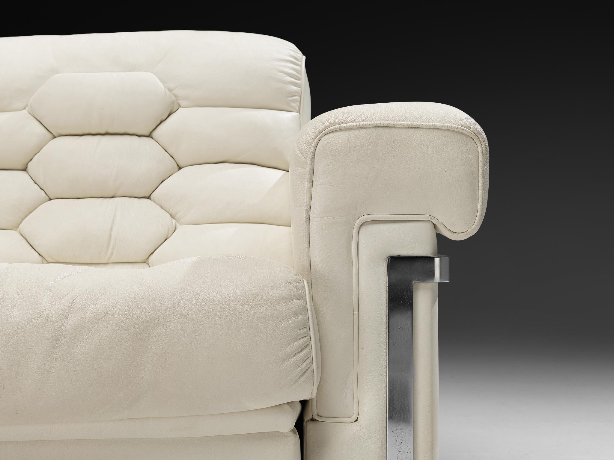 Mid-Century moderno Robert Haussmann & Haussmann per De Sede 'DS-P' Sedia da salotto in pelle bianca in vendita
