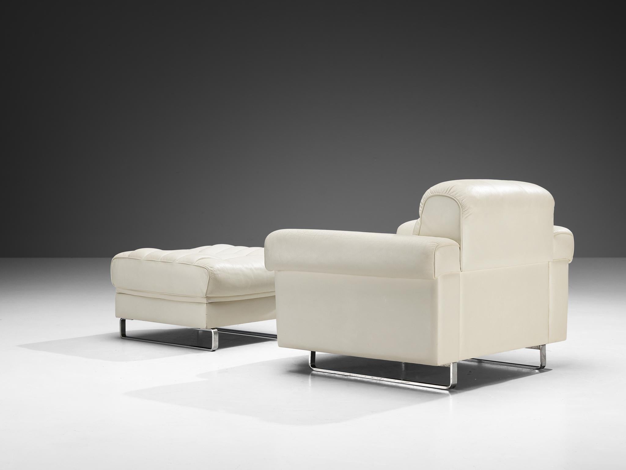Robert Haussmann for De Sede 'DS-P' Lounge Chair with Ottoman in Leather For Sale 3