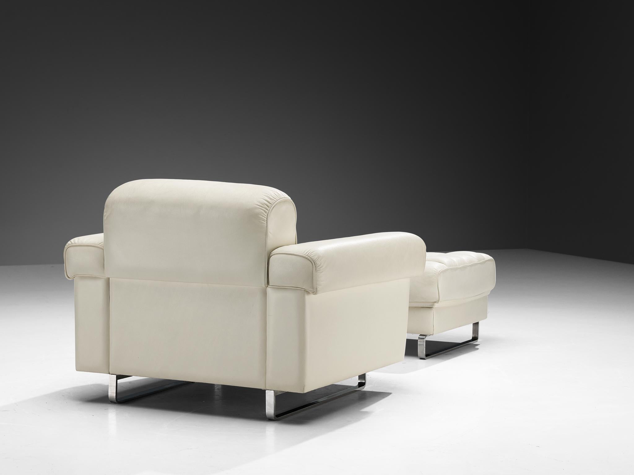 Mid-Century Modern Robert Haussmann for De Sede 'DS-P' Lounge Chair with Ottoman in Leather For Sale