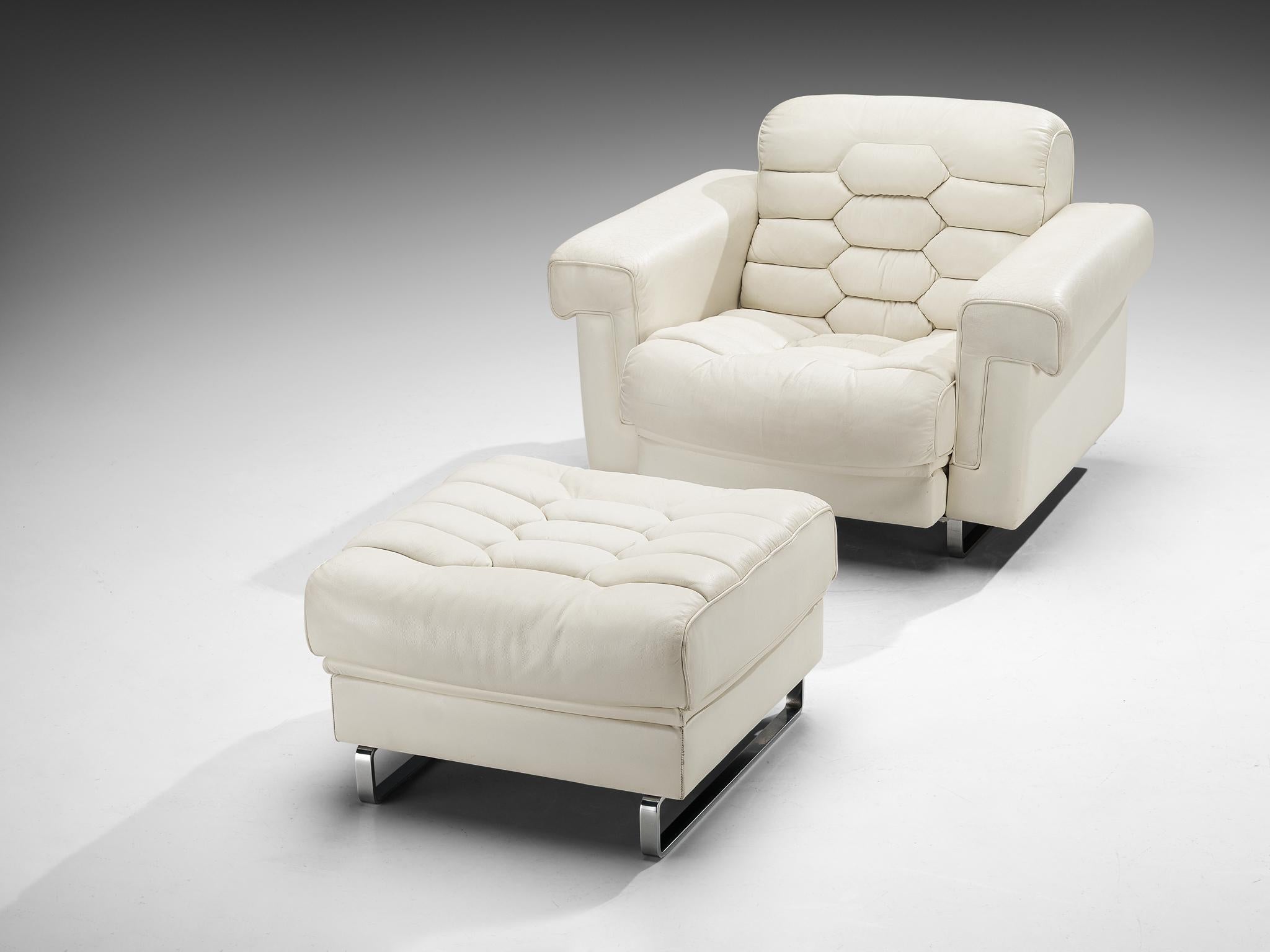 Robert Haussmann for De Sede 'DS-P' Lounge Chair with Ottoman in Leather For Sale 1