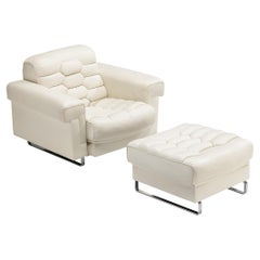 Robert Haussmann for De Sede 'DS-P' Lounge Chair with Ottoman in Leather