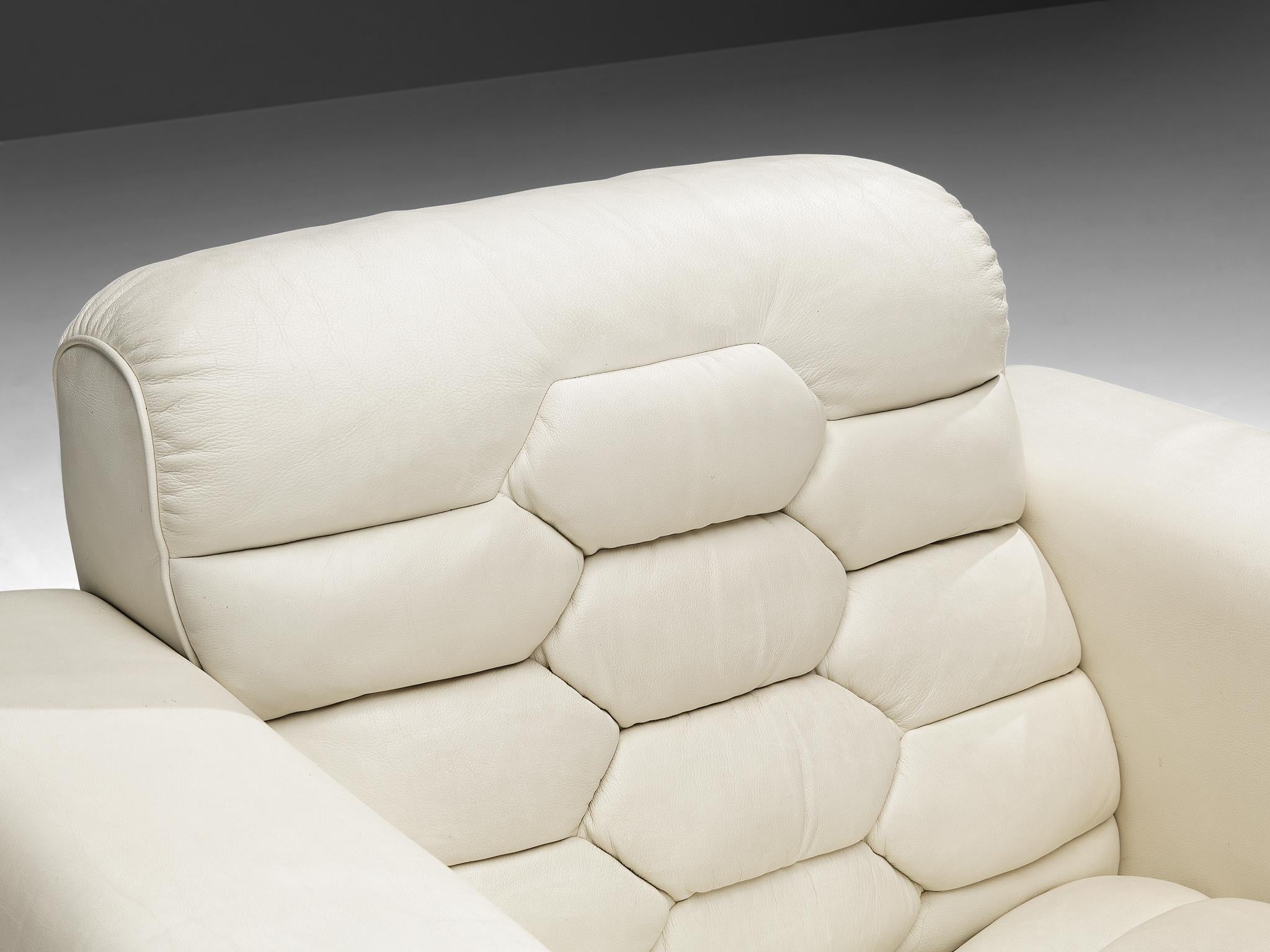 Steel Robert Haussmann for De Sede 'DS-P' Pair of Lounge Chairs in White Leather For Sale