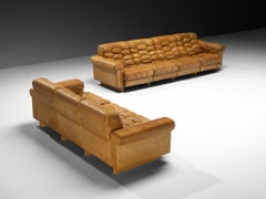 Robert Haussmann for De Sede 'DS-P' Sofas in Camel Brown Leather & Oak