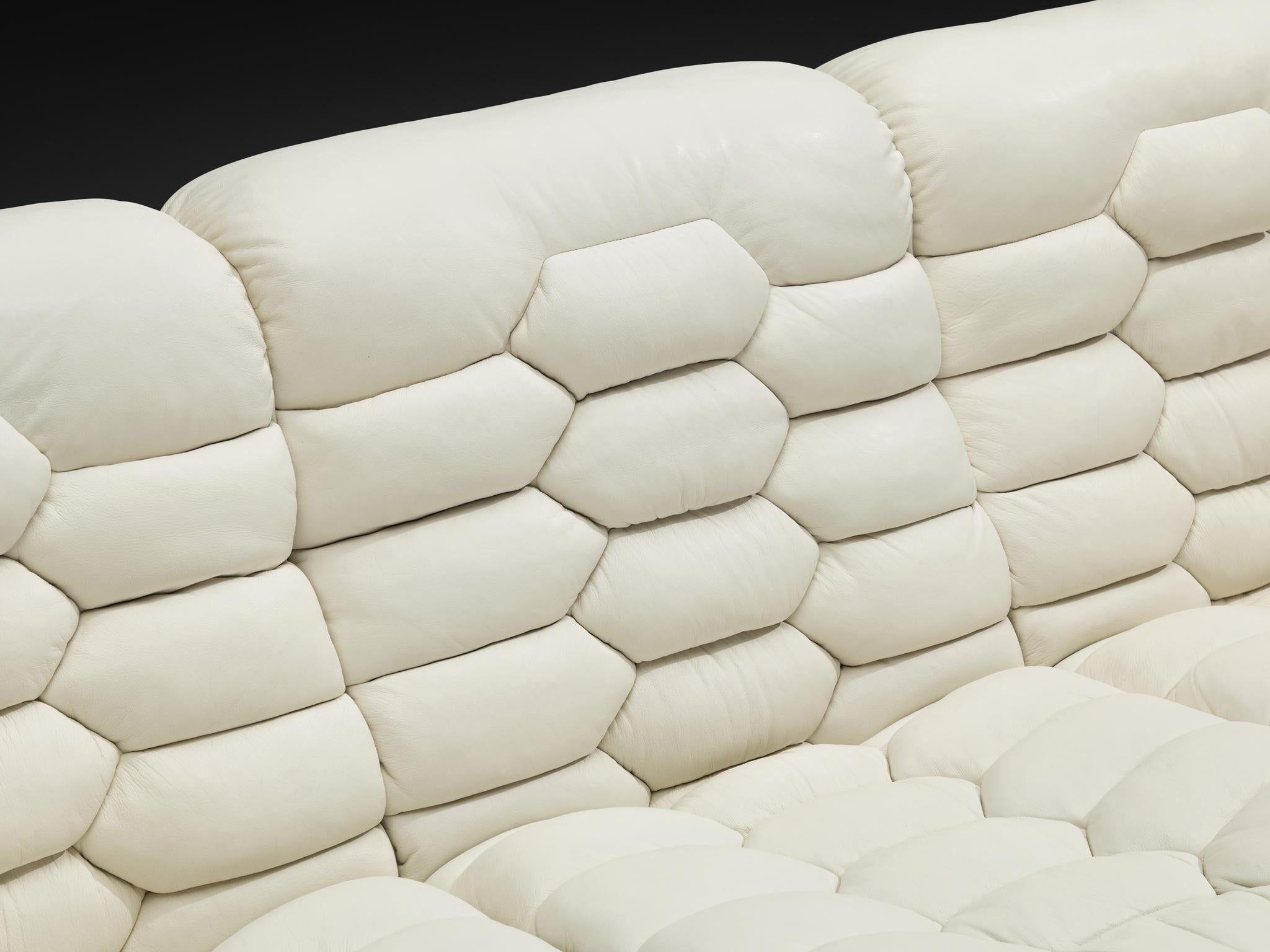 Robert Haussmann für De Sede 'DS-P' Dreisitzer-Sofa aus weißem Lederstahl im Angebot 4