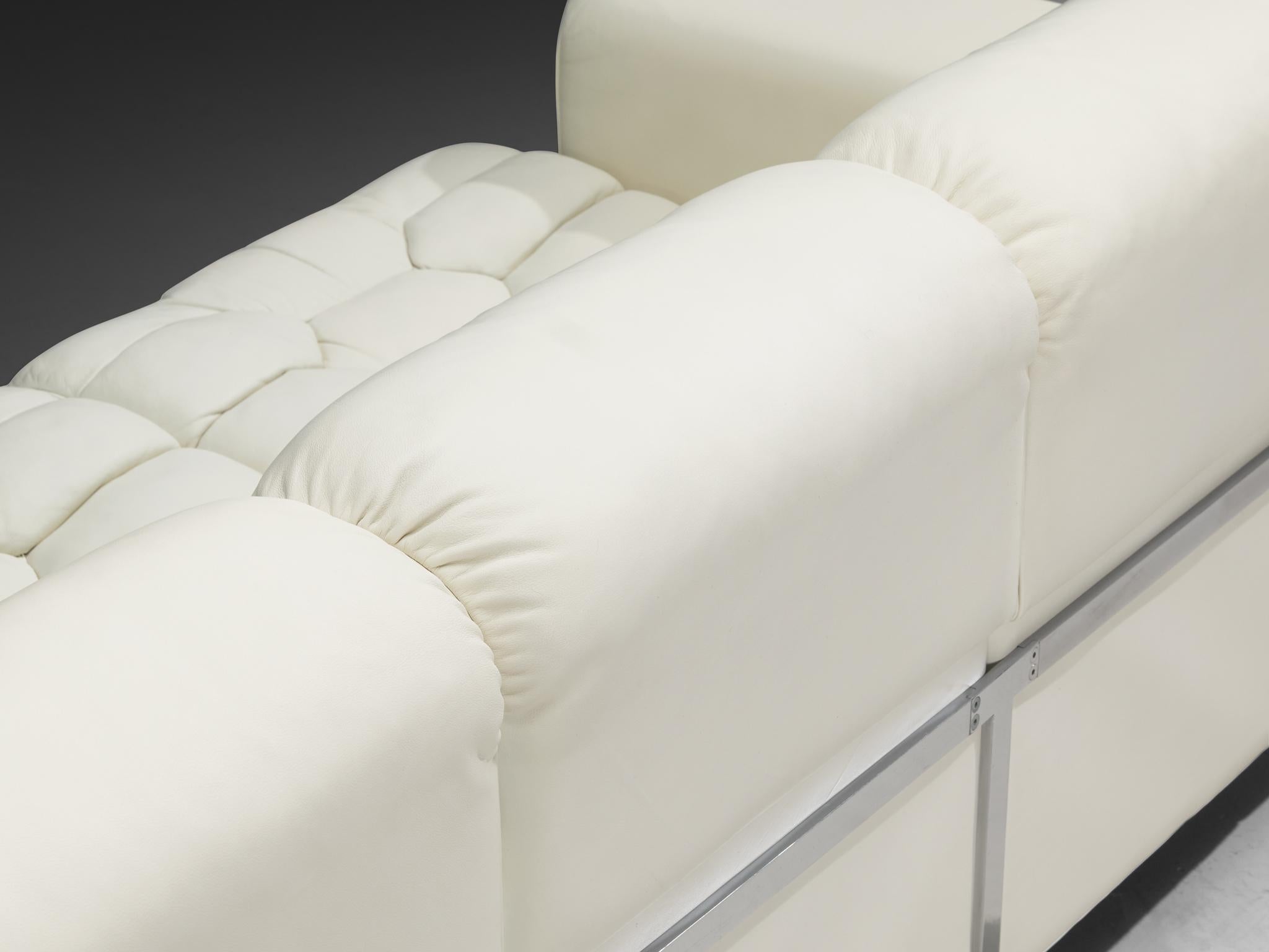 Robert Haussmann für De Sede 'DS-P' Dreisitzer-Sofa aus weißem Lederstahl im Angebot 5