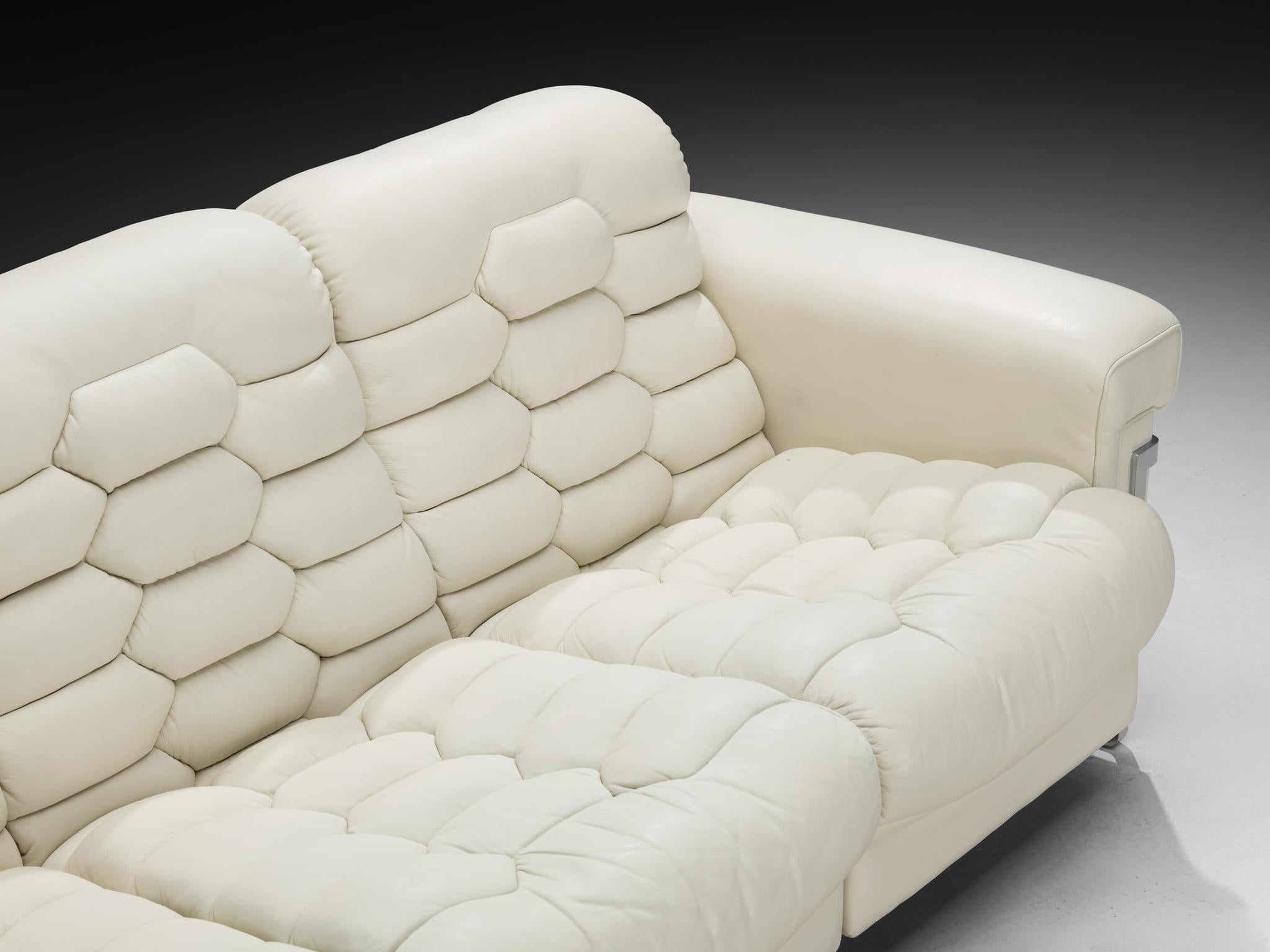 Robert Haussmann für De Sede 'DS-P' Dreisitzer-Sofa aus weißem Lederstahl (Moderne der Mitte des Jahrhunderts) im Angebot
