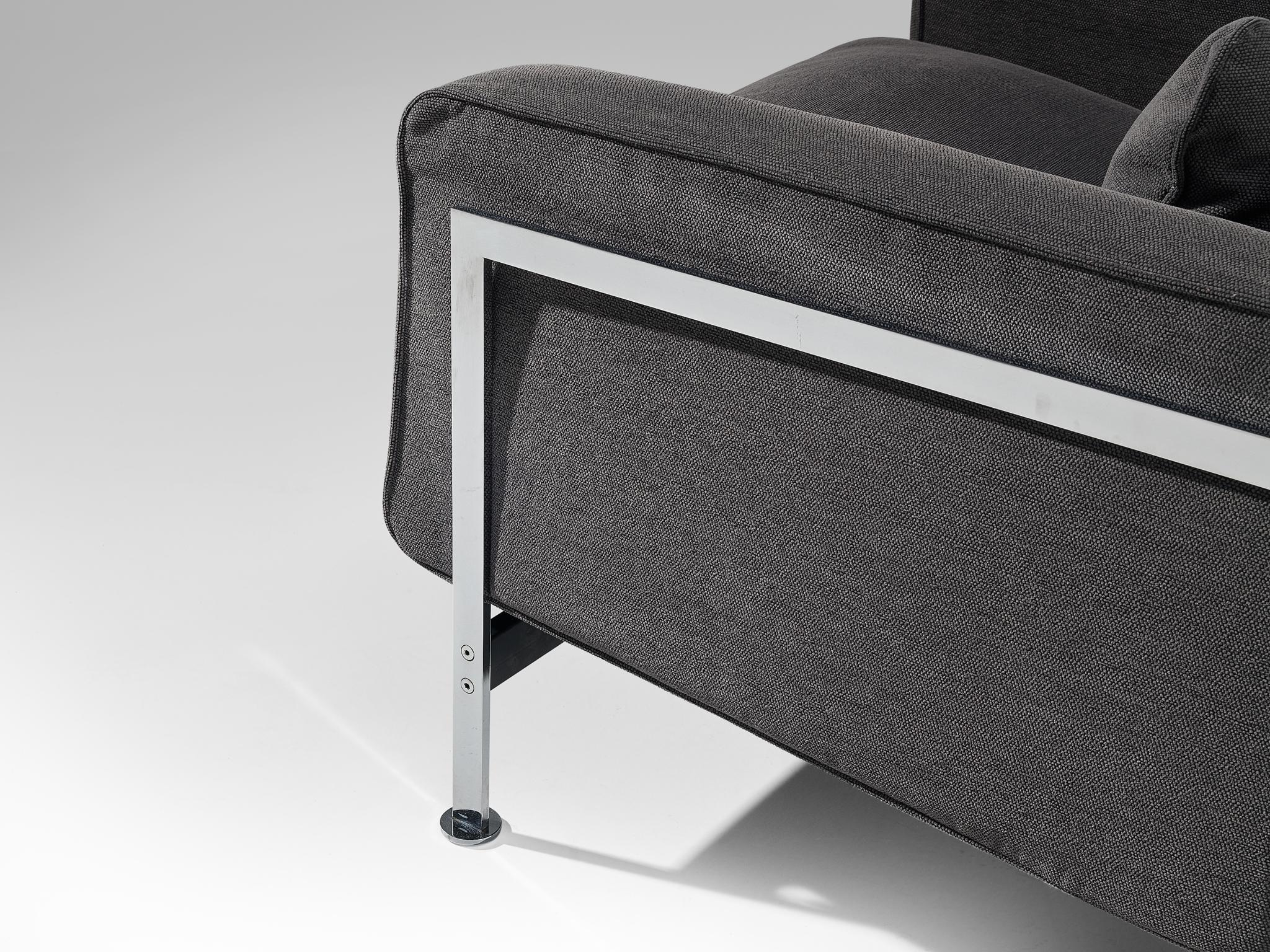 Svizzero Robert Haussmann & Haussmann per De Sede Lounge Chair in tessuto grigio e acciaio in vendita